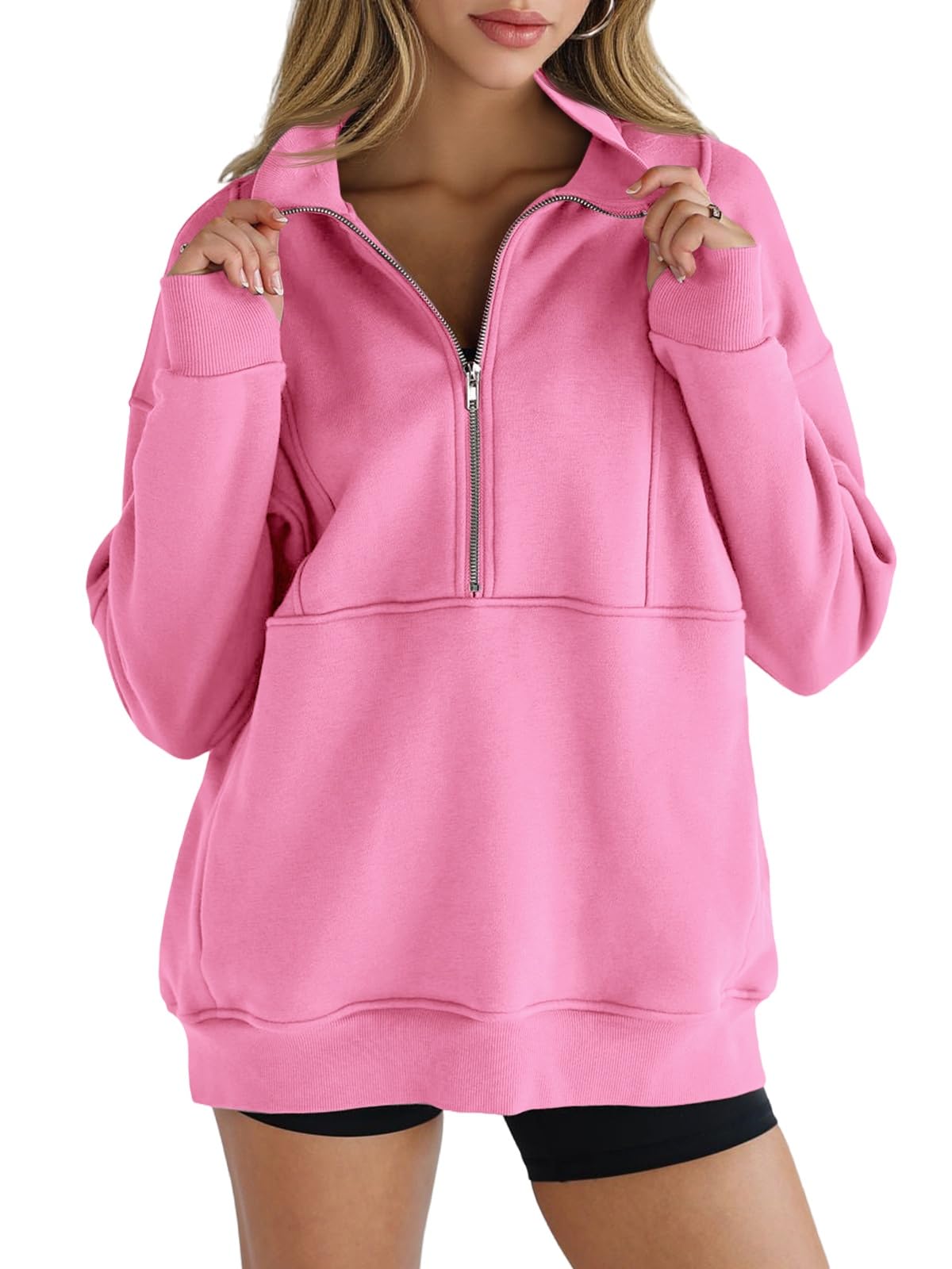 Paneled Half-Zip Sweatshirt