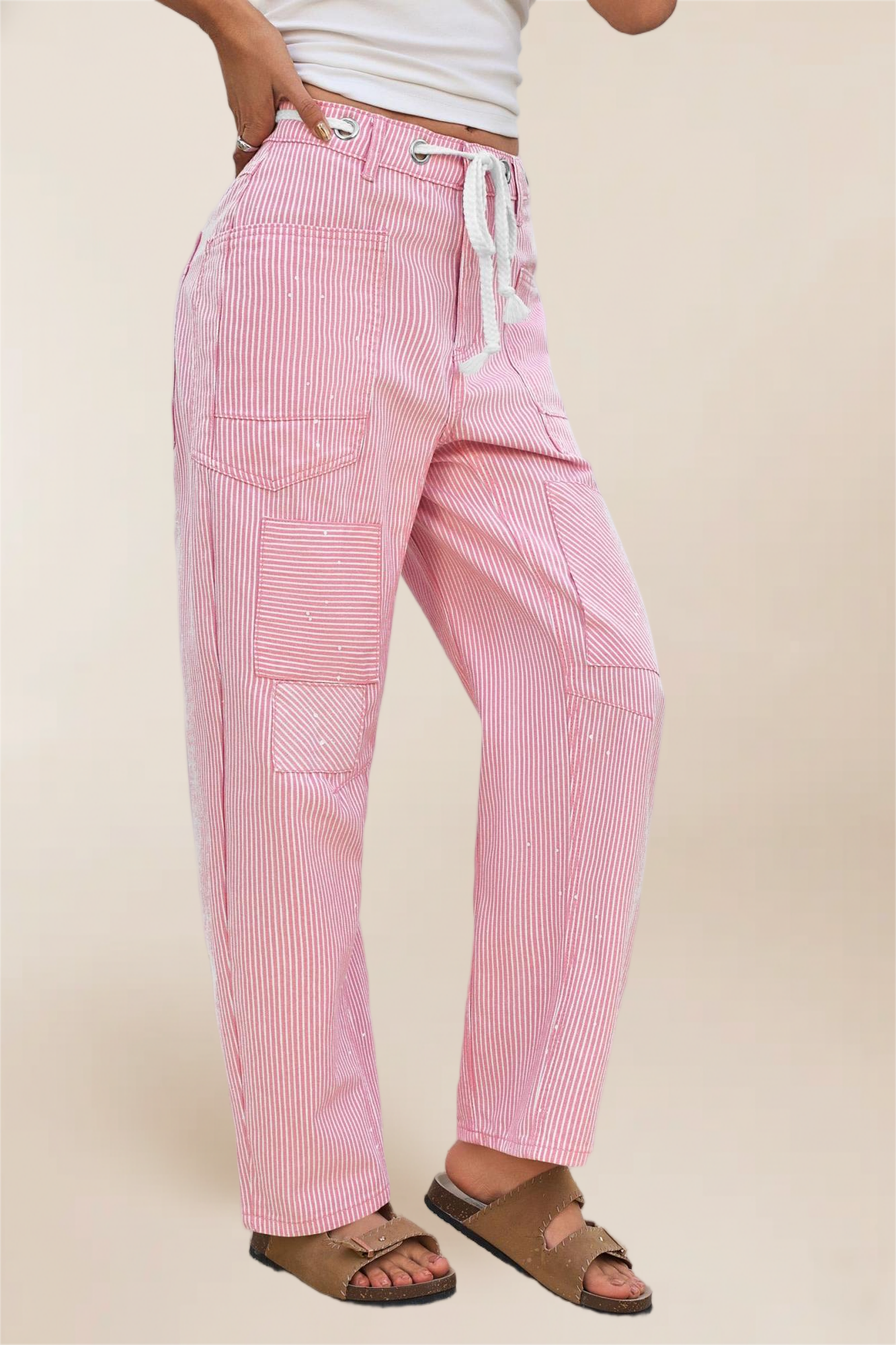 Imily Bela Womens Baggy Barrel Horseshoe Jeans Wide Leg Patchwork Low Rise Denim Pants with Pockets