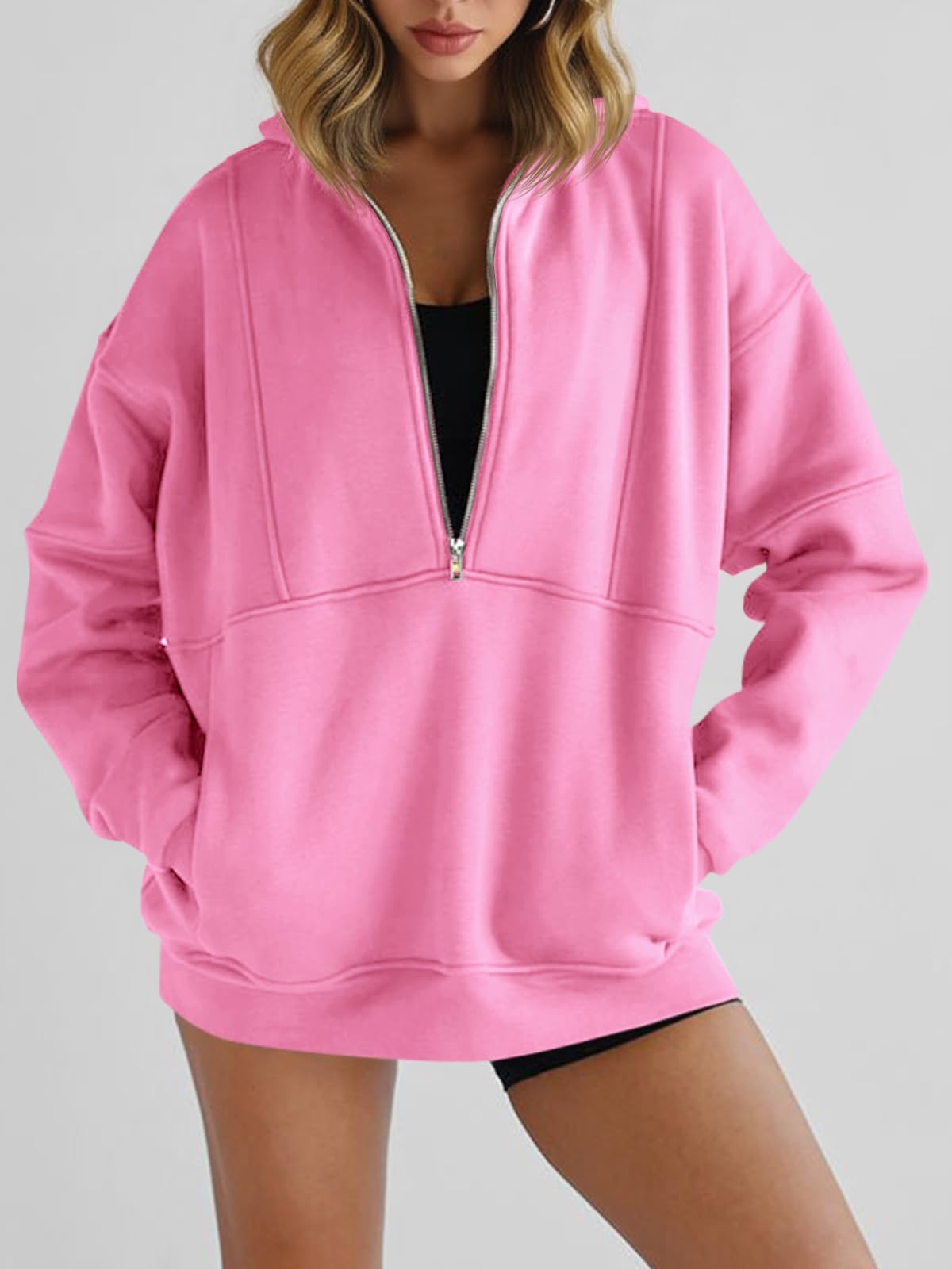 Paneled Half-Zip Sweatshirt