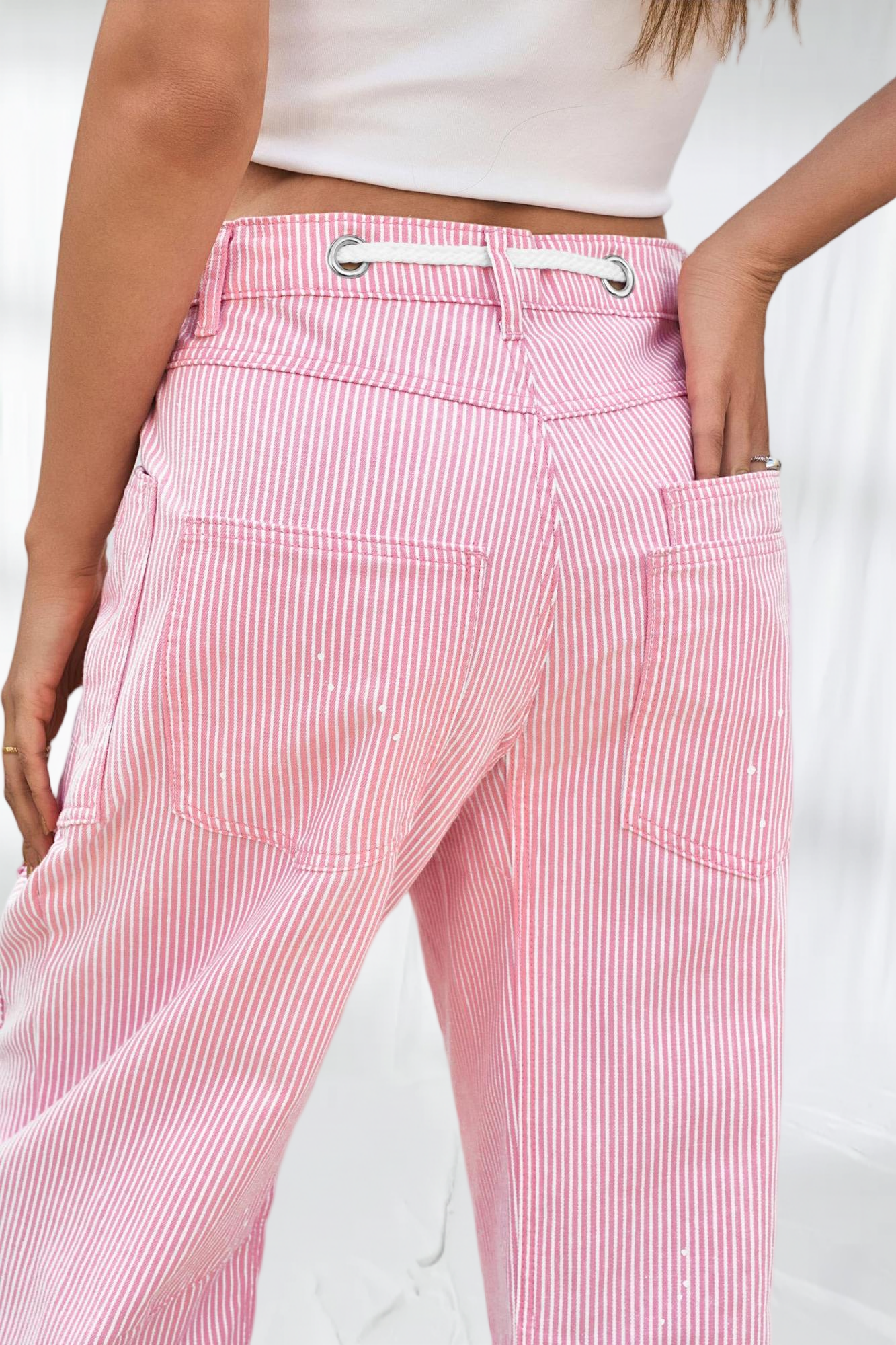 Imily Bela Womens Baggy Barrel Horseshoe Jeans Wide Leg Patchwork Low Rise Denim Pants with Pockets