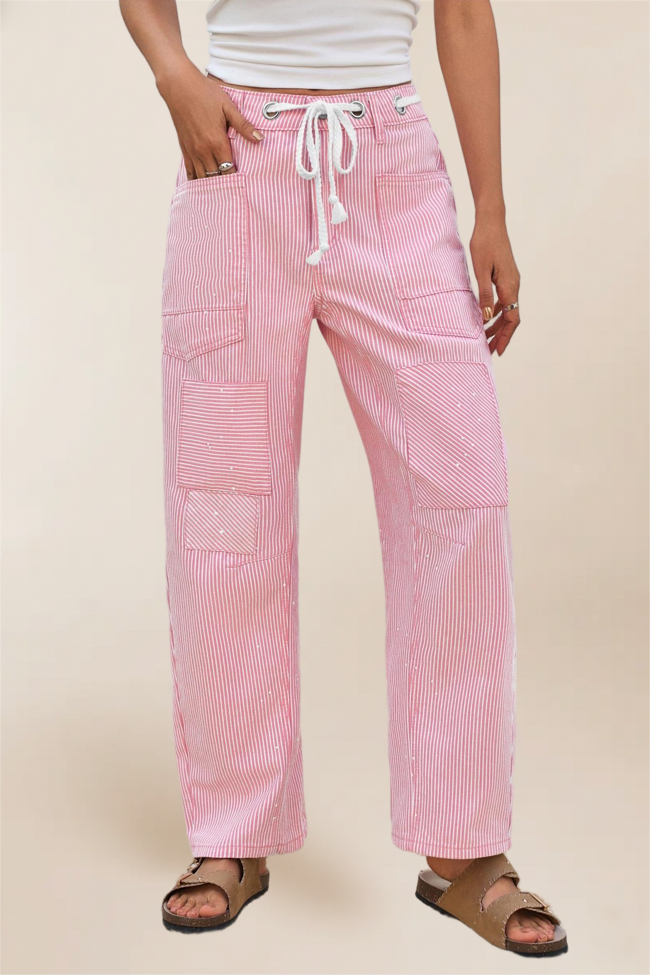 Imily Bela Womens Baggy Barrel Horseshoe Jeans Wide Leg Patchwork Low Rise Denim Pants with Pockets