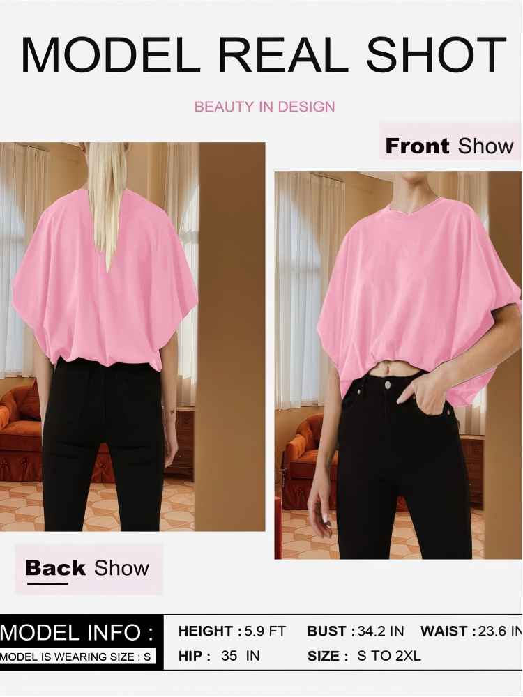 Imily Bela Womens Summer Crewneck Crop Tops Short Sleeve Casual Loose Cropped T Shirts