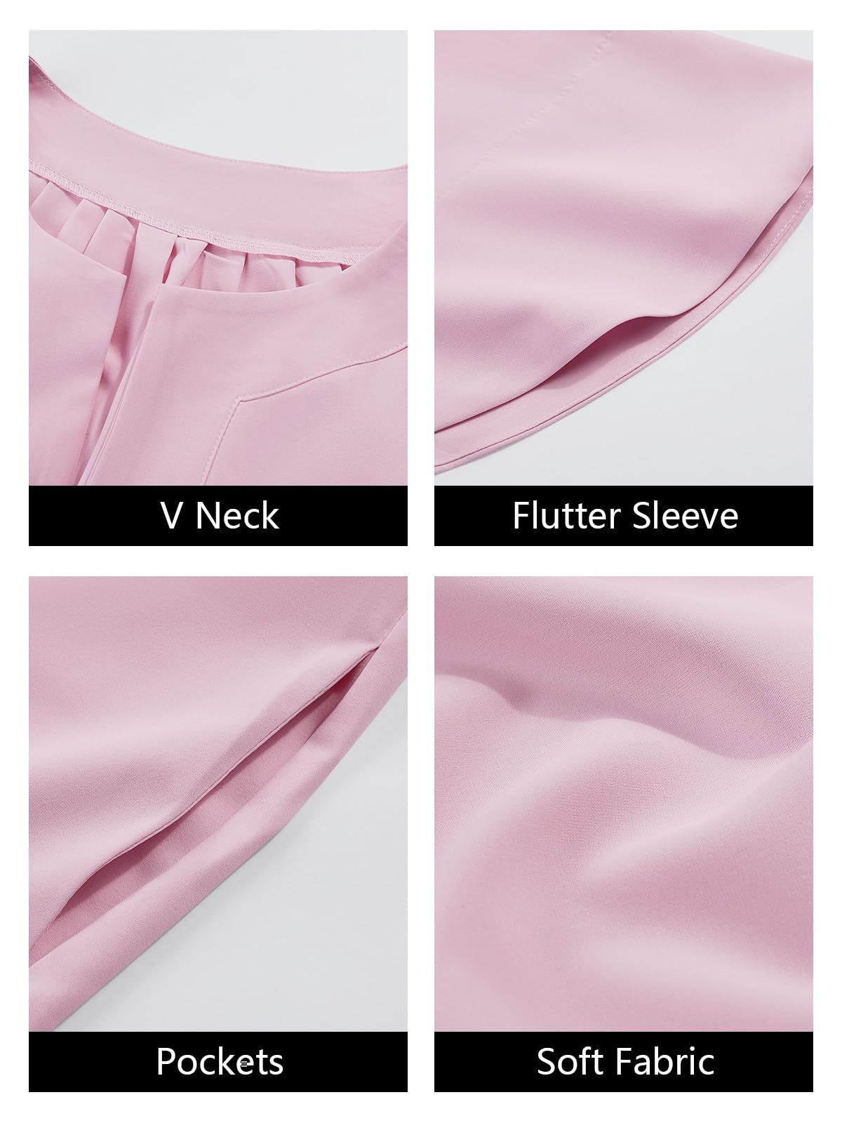 Imily Bela Womens Flutter Short Sleeve Mini Dress Casual V Neck Loose Flowy Summer Dresses