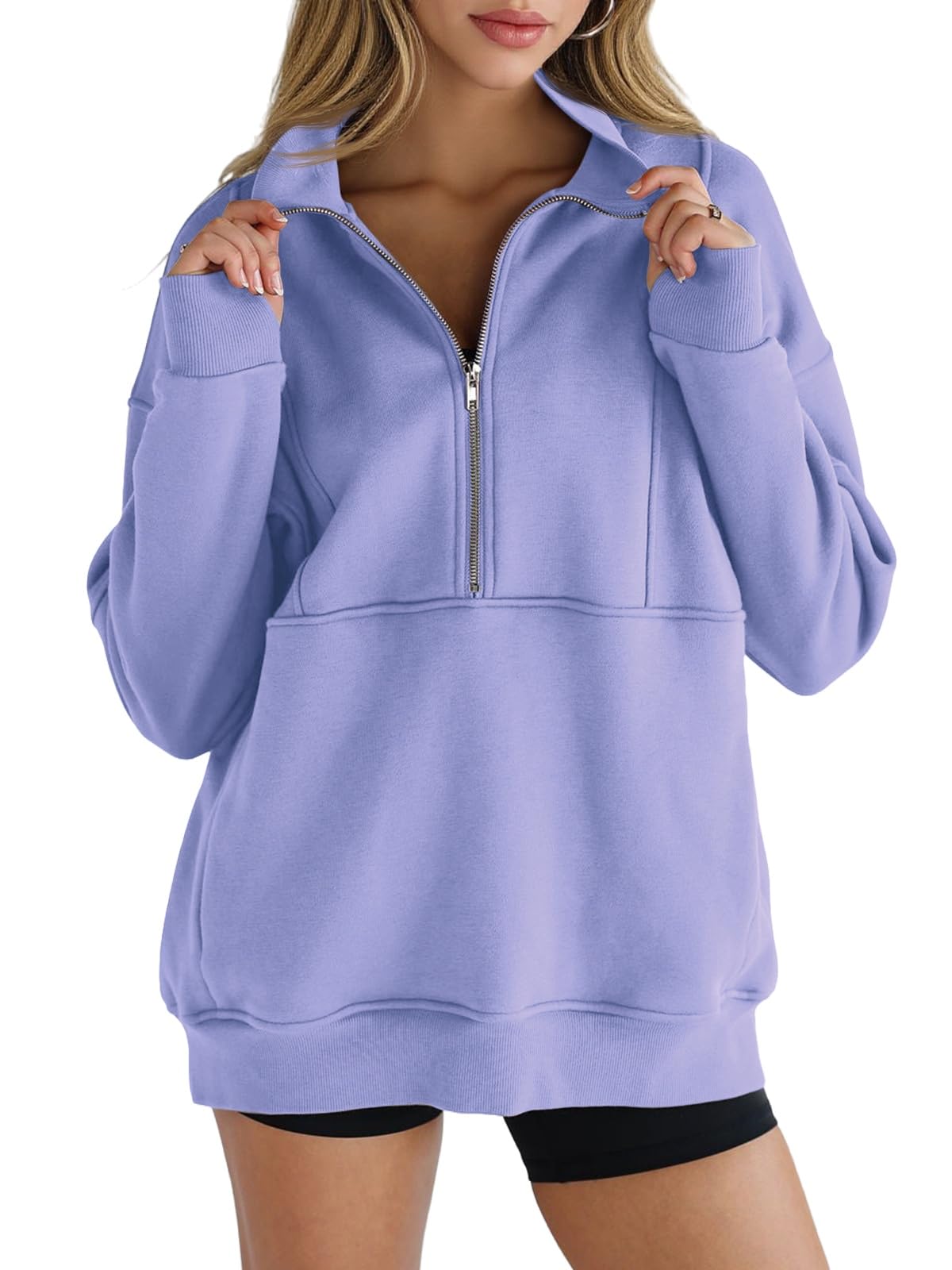 Paneled Half-Zip Sweatshirt