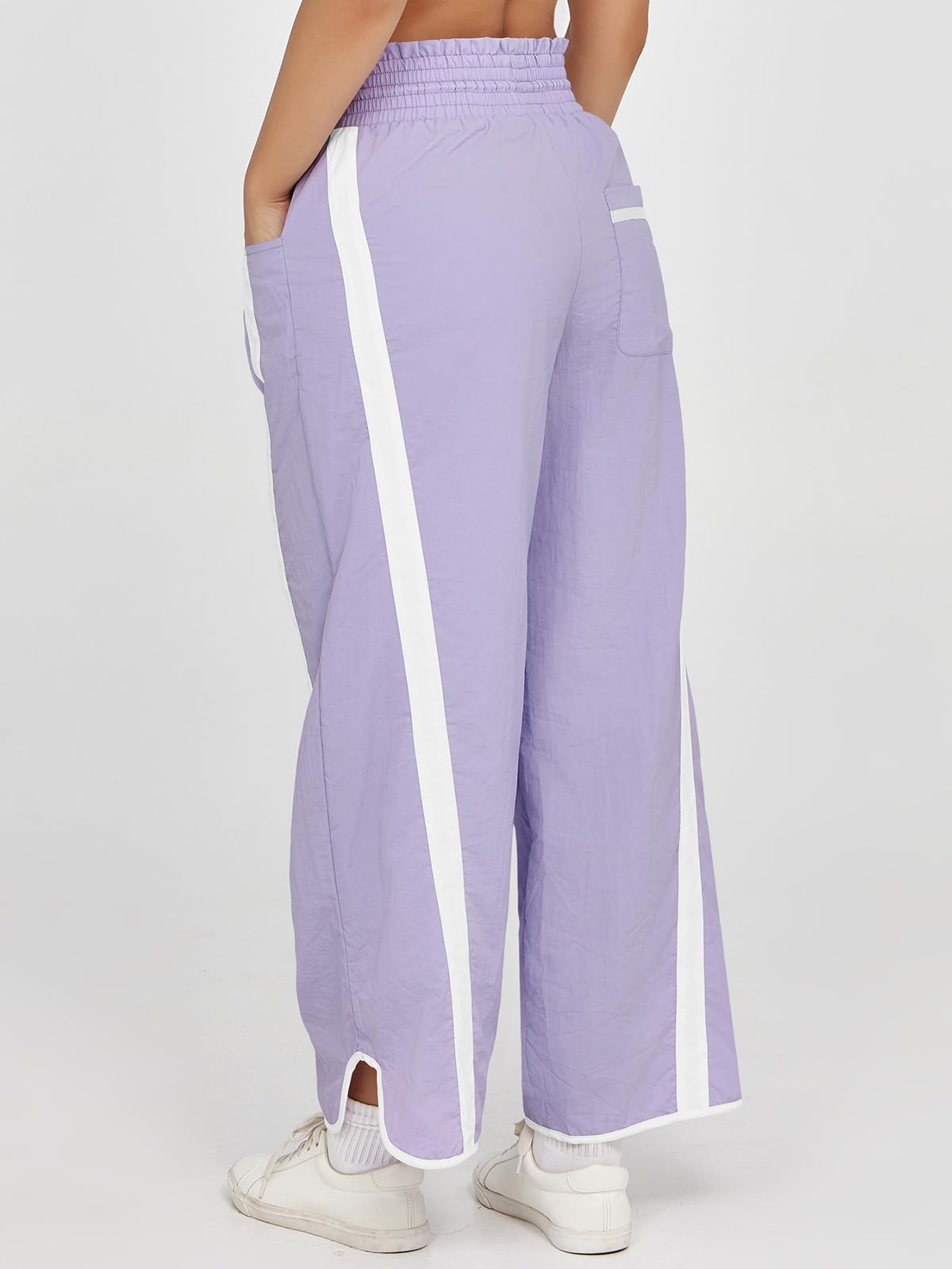 Imily Bela Women's Baggy Wide Leg Pants Casual Drawstring Elastic Waisted Contrast Color Workout Y2K Track Pants