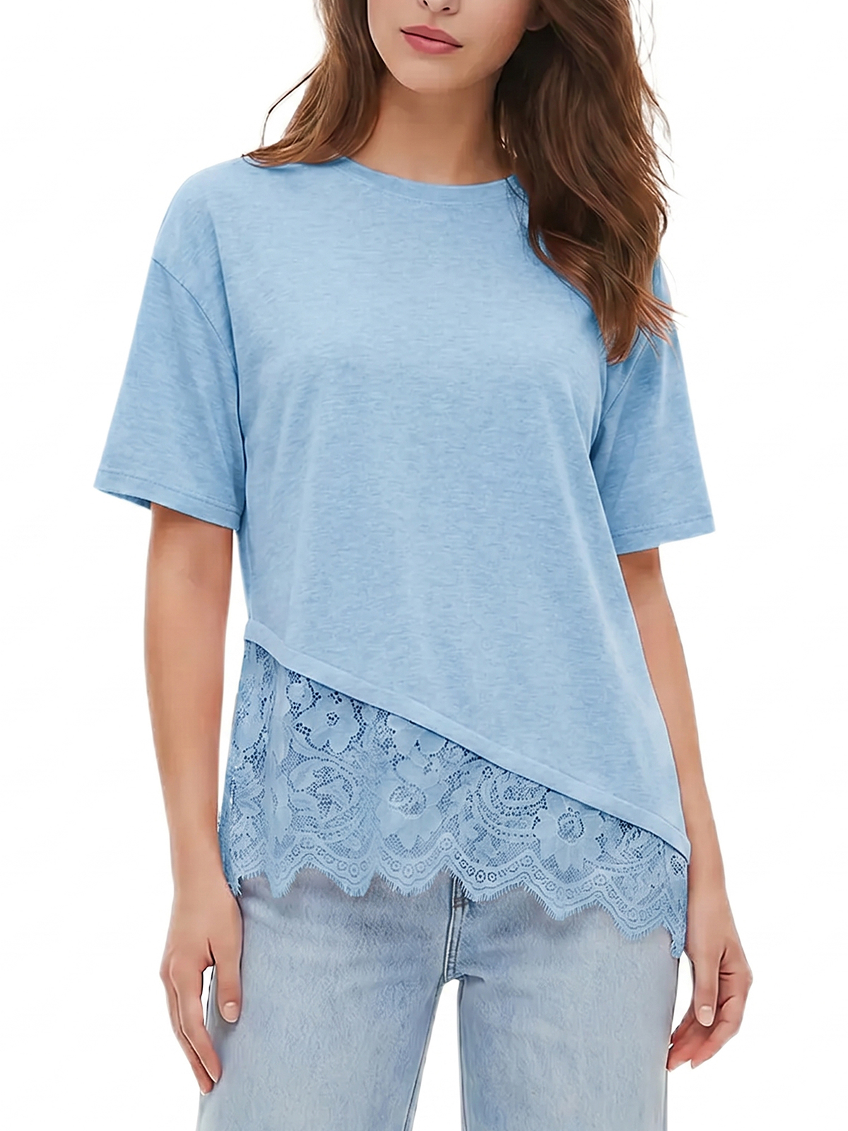 Imily Bela Scalloped-Lace Asymmetric Tee