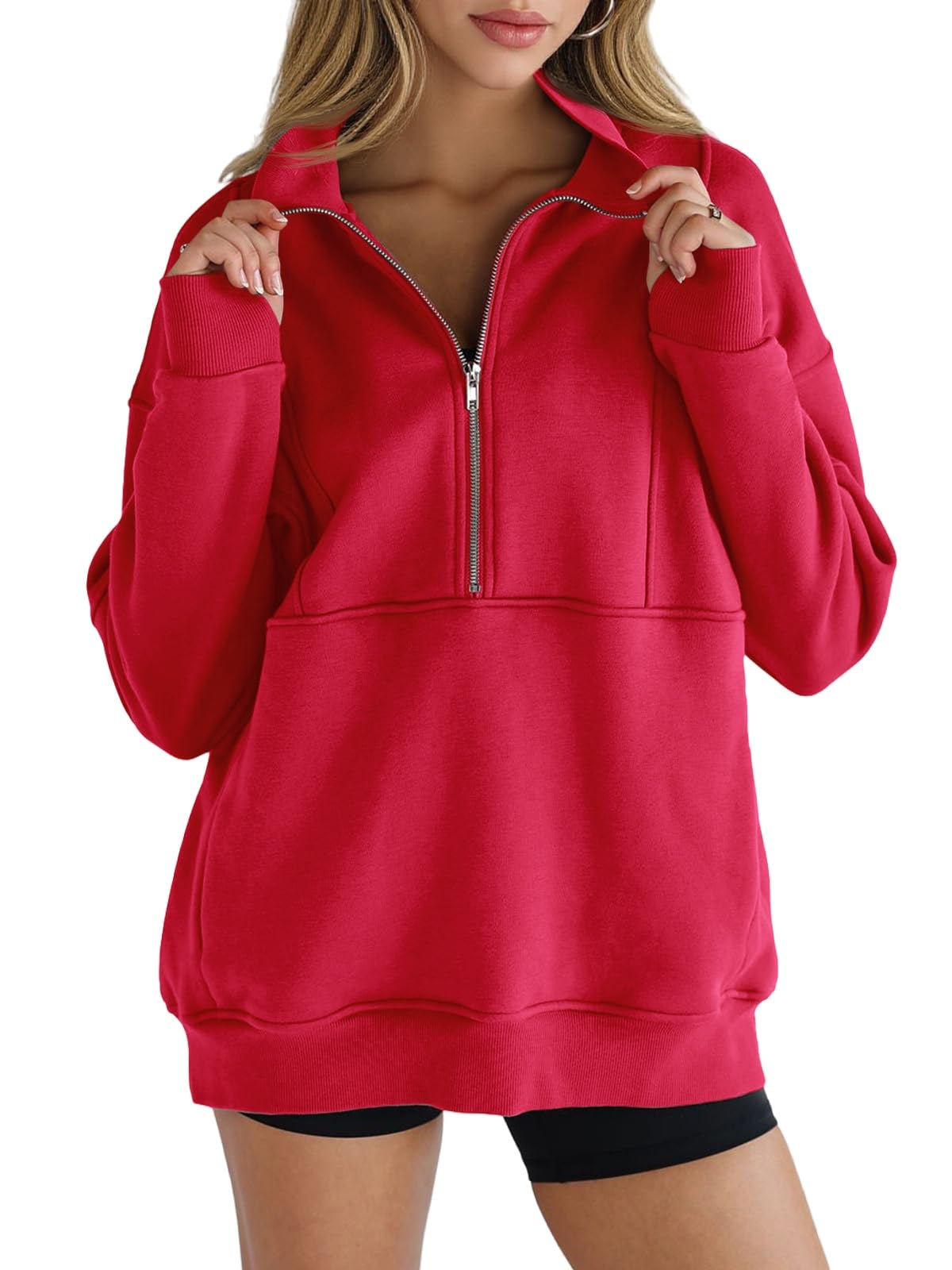 Paneled Half-Zip Sweatshirt