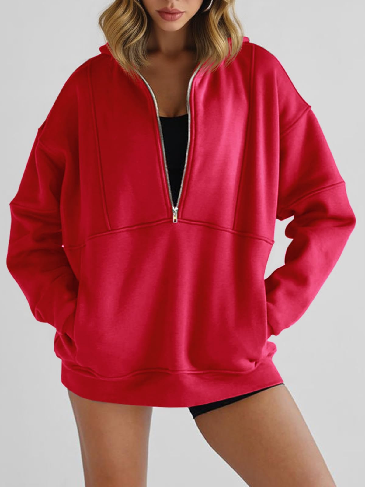 Paneled Half-Zip Sweatshirt