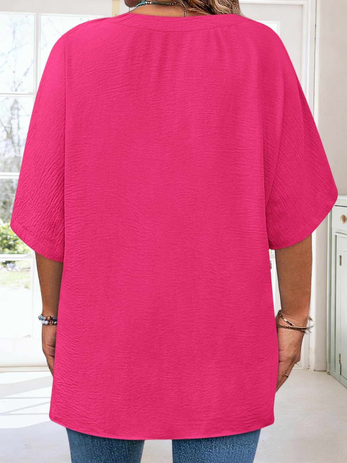 Imily Bela Womens Plus Size Tops Short Sleeve V Neck Tee Blouse Summer Loose Fit Casual Tunic Top XL-5XL