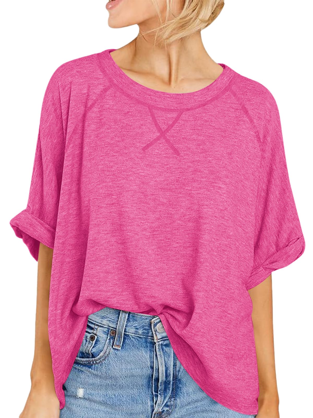 Imily Bela Oversized Tshirts Summer Short Sleeve Shirts Casual Loose Fit Basic Tees
