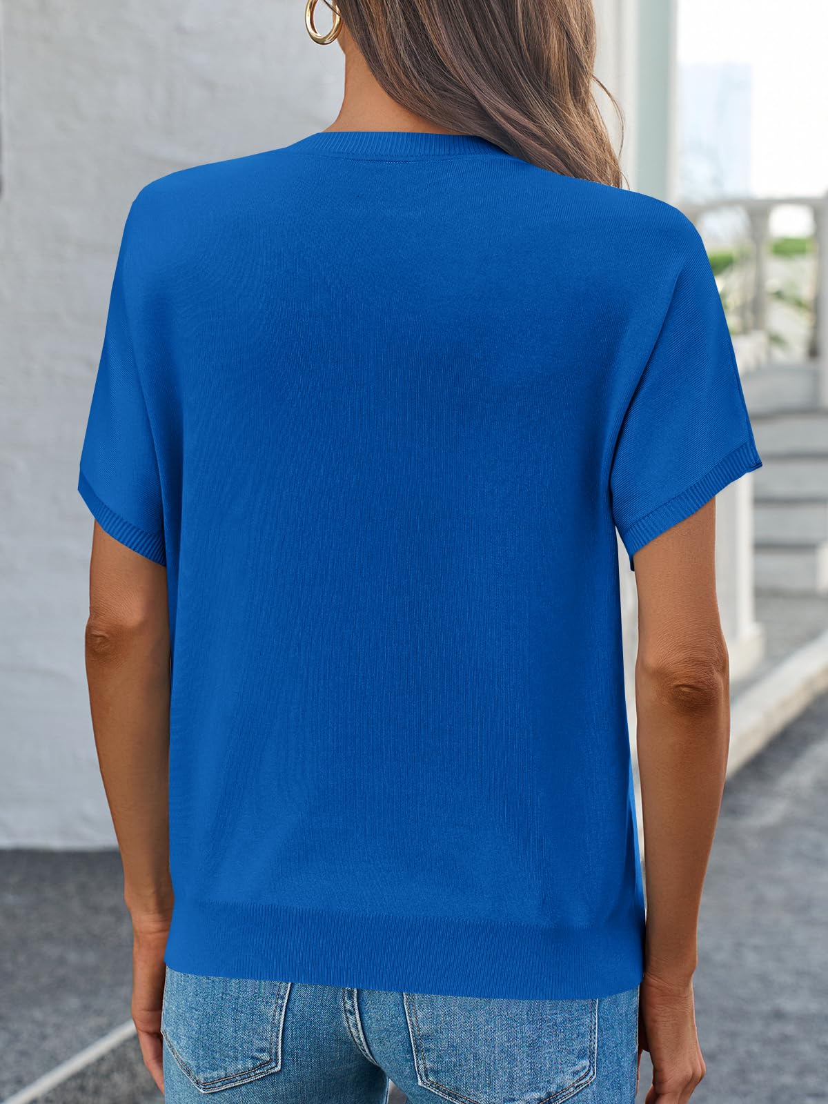 Fine-Knit Short-Sleeve Sweater Tee