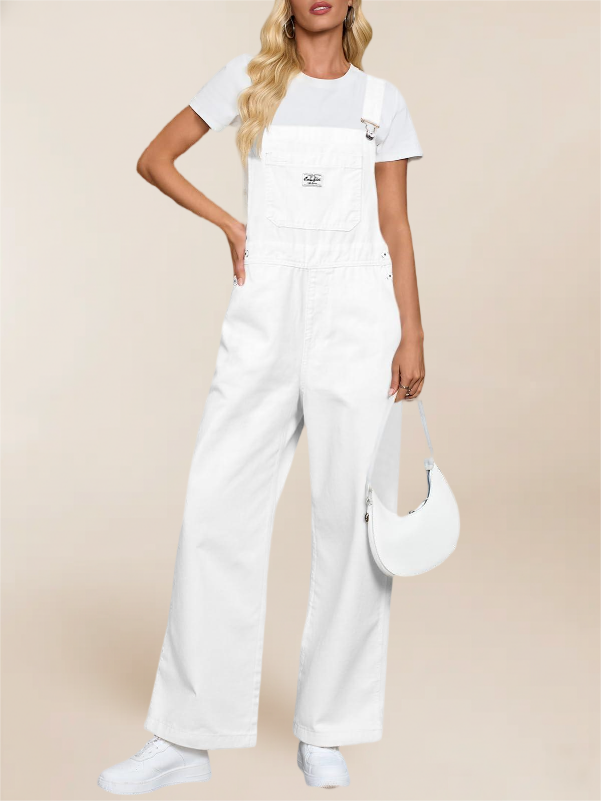 Imily Bela Women'S Denim Bib Overalls Casual Adjustable Strap Wide Leg Jean Jumpsuits Loose Fit Long Rompers With Pockets