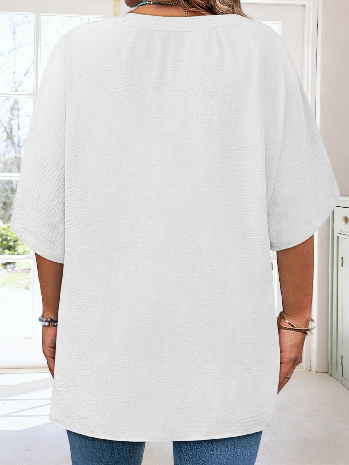 Imily Bela Womens Plus Size Tops Short Sleeve V Neck Tee Blouse Summer Loose Fit Casual Tunic Top XL-5XL