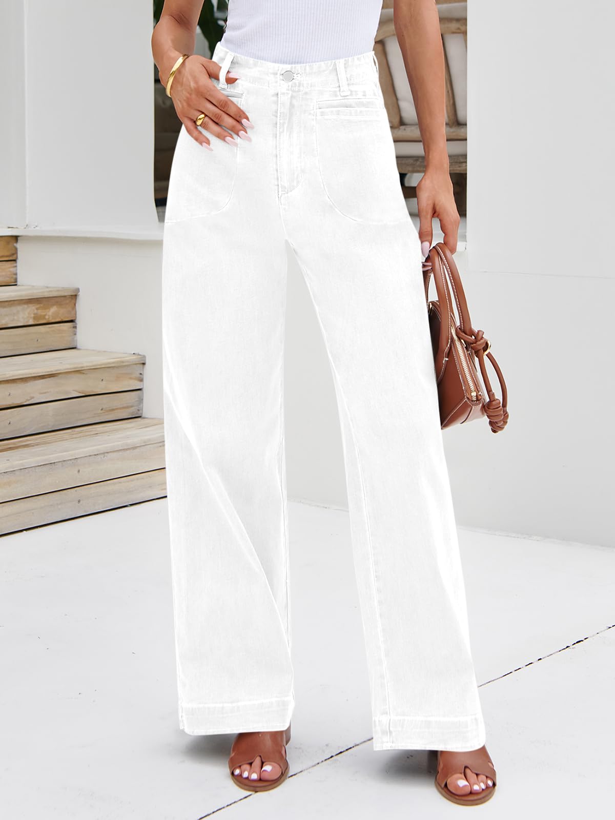 Imily Bela Womens Wide Leg Jeans High Waisted Stretchy Baggy Loose Denim Casual Pants with Pockets