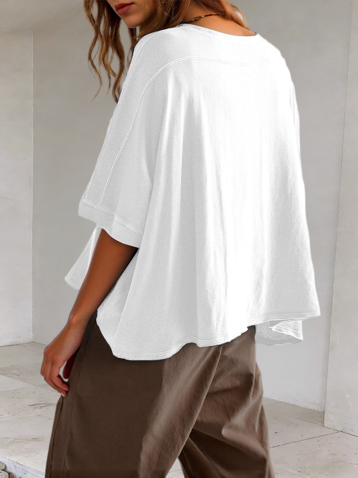 Imily Bela Womens Oversized T-Shirts Cropped Summer Casual Short Sleeve Loose Fit Tee Tops