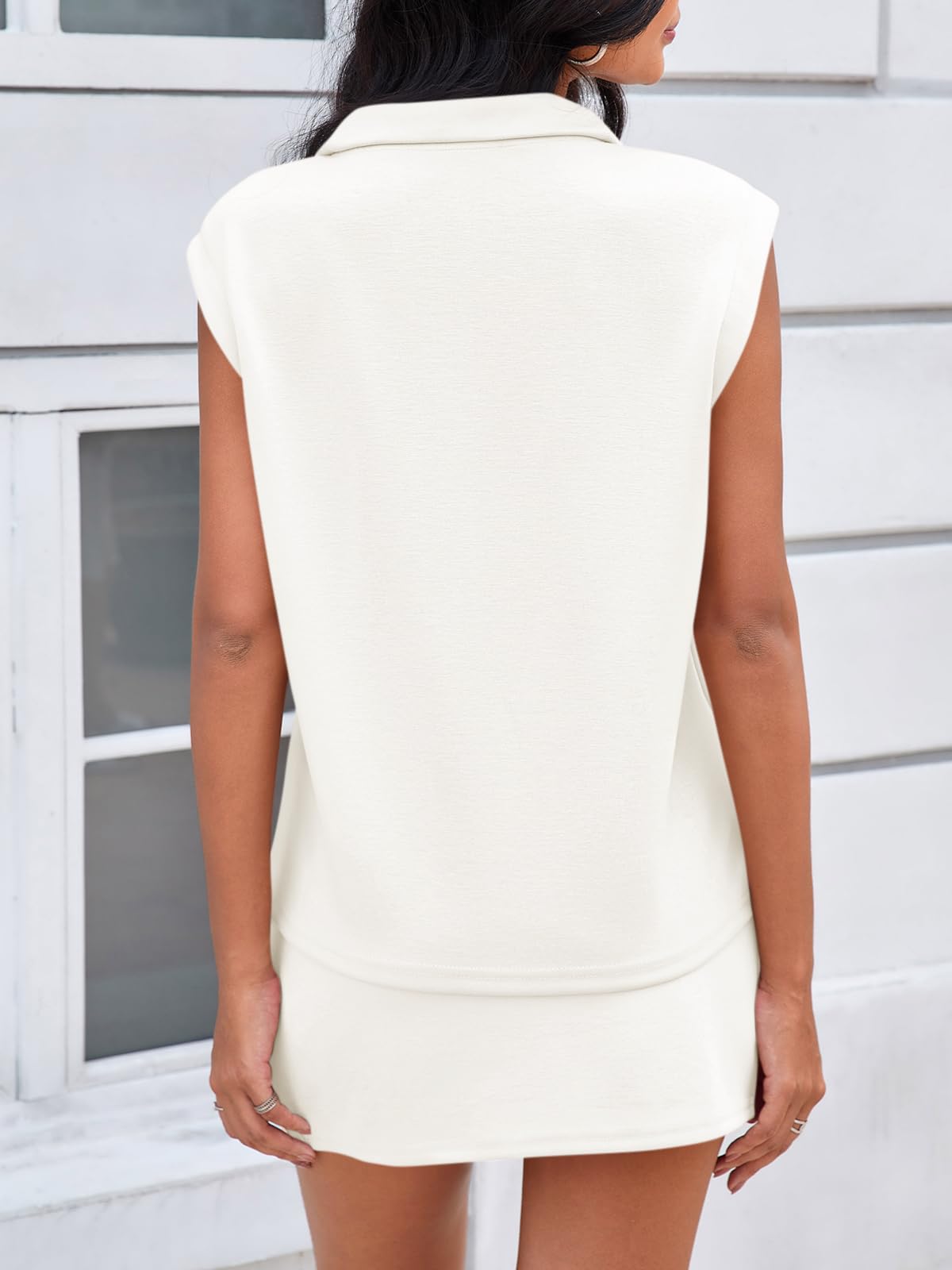 Imily Bela Womens 2 Piece Skirt Sets Summer Sleeveless Half Zip Sweatshirt Athletic Skorts Tennis Outfits Casual Sweatsuits