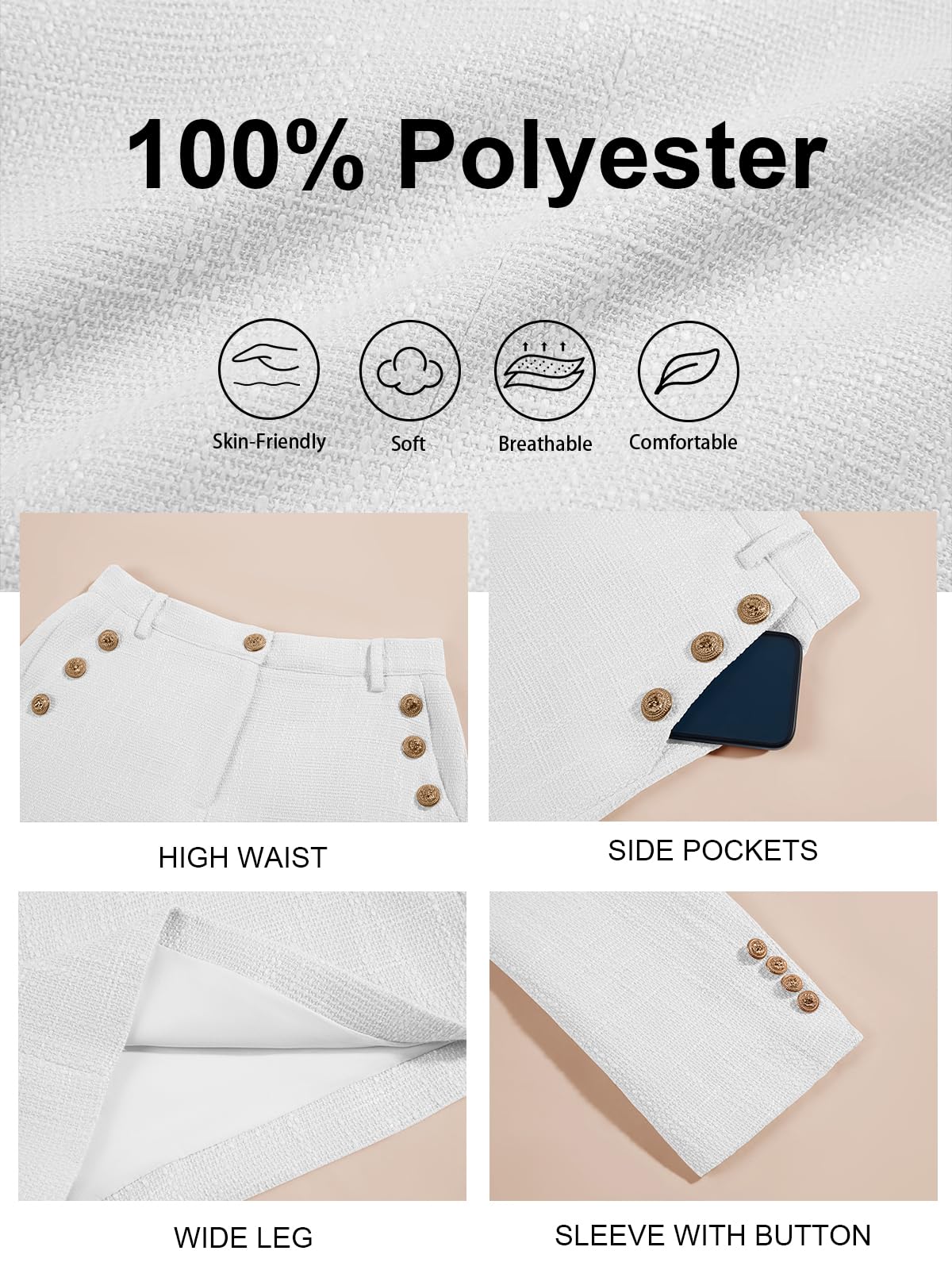 Imily Bela Womens 2 Piece Tweed Blazer Shorts Sets Long Sleeve Double Breasted Suit Jackets Business Outfit