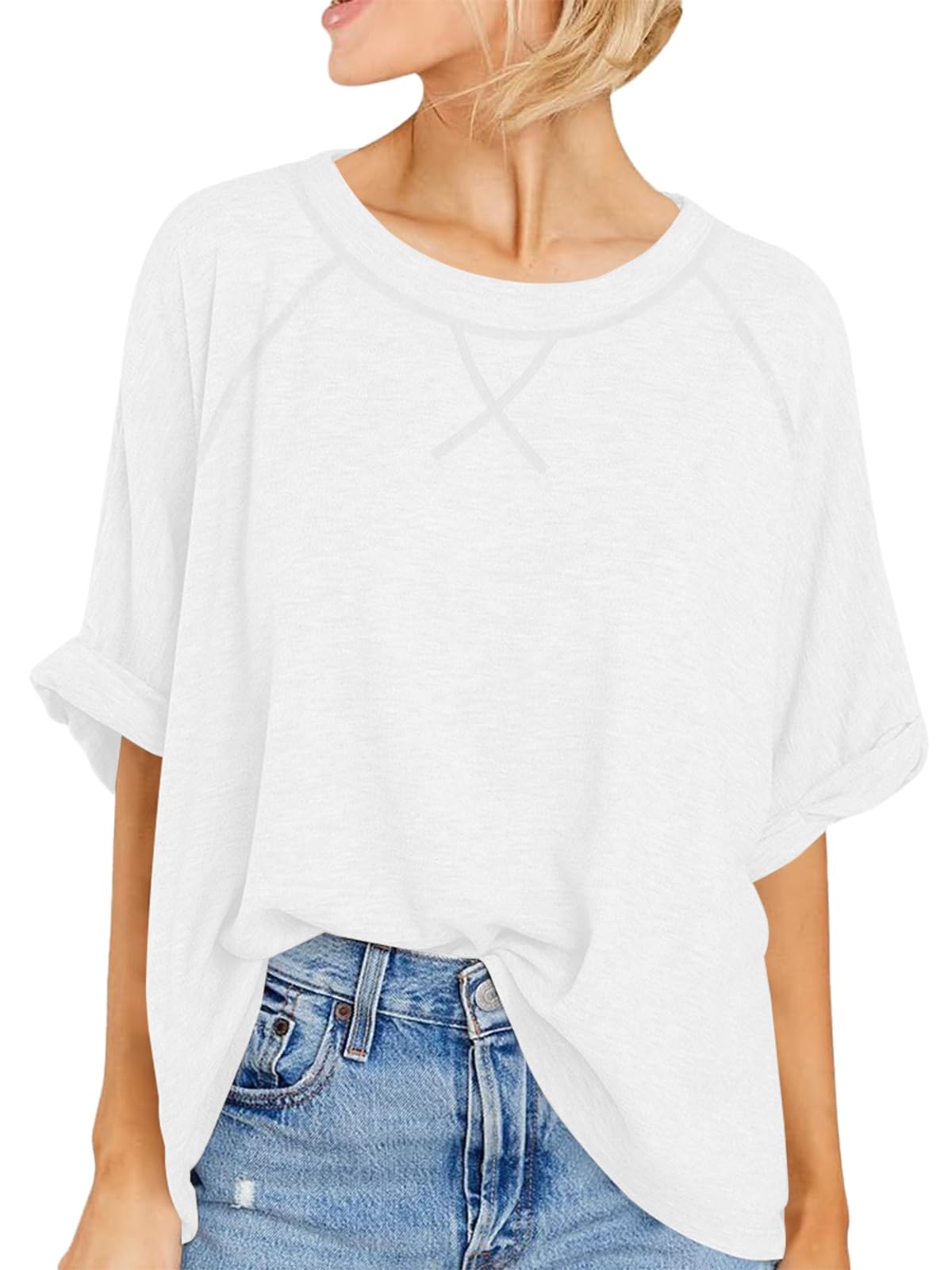Imily Bela Oversized Tshirts Summer Short Sleeve Shirts Casual Loose Fit Basic Tees