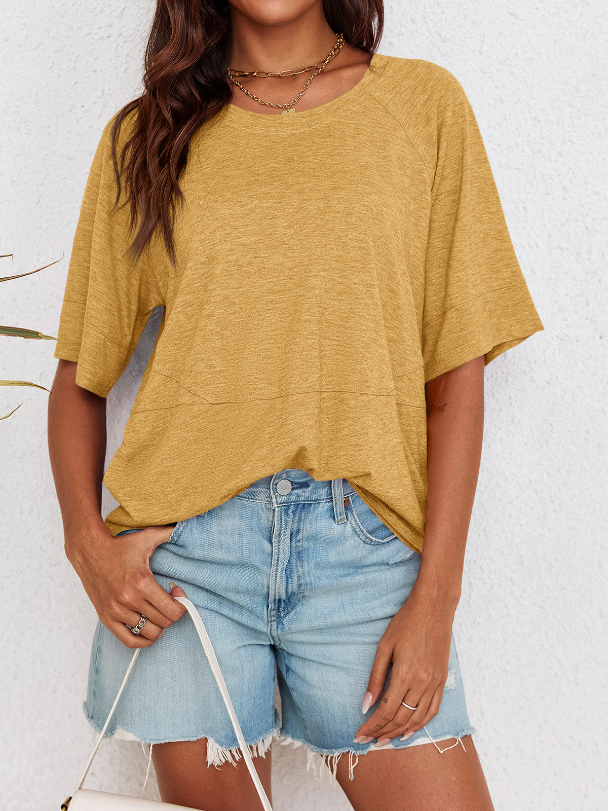 Imily Bela Womens Oversized T Shirts Summer Casual Crewneck 3/4 Sleeve Loose Fit Cute Flowy Tops