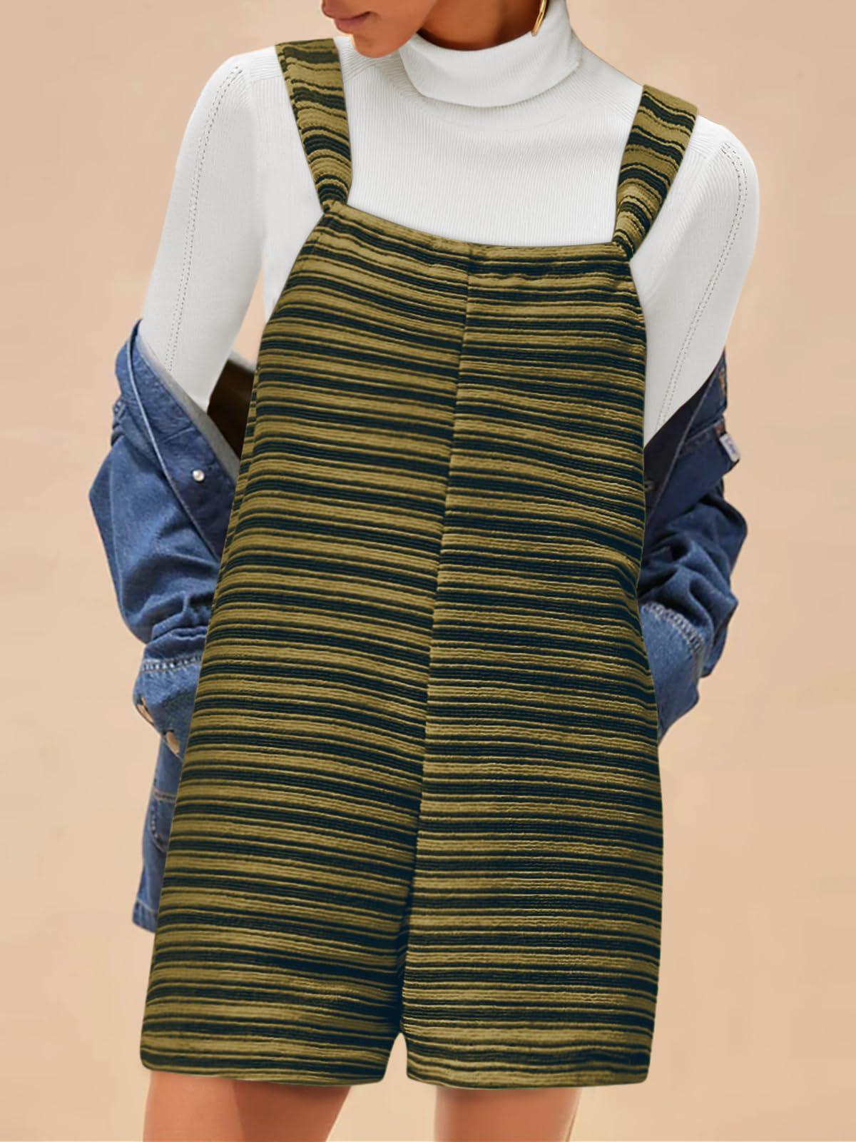 Imily Bela Womens Summer Casual Sleeveless Romper Loose Striped Tied Shorts Overalls Jumpsuit with Pockets