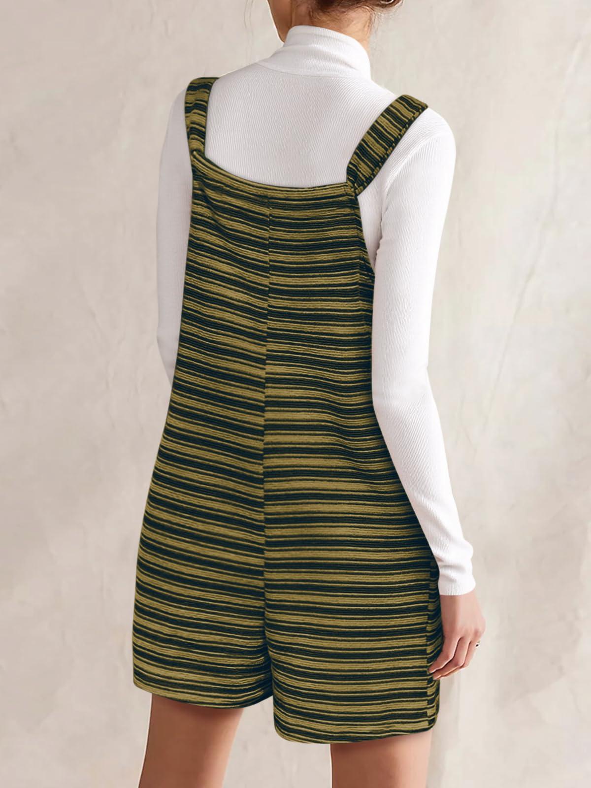 Imily Bela Womens Summer Casual Sleeveless Romper Loose Striped Tied Shorts Overalls Jumpsuit with Pockets