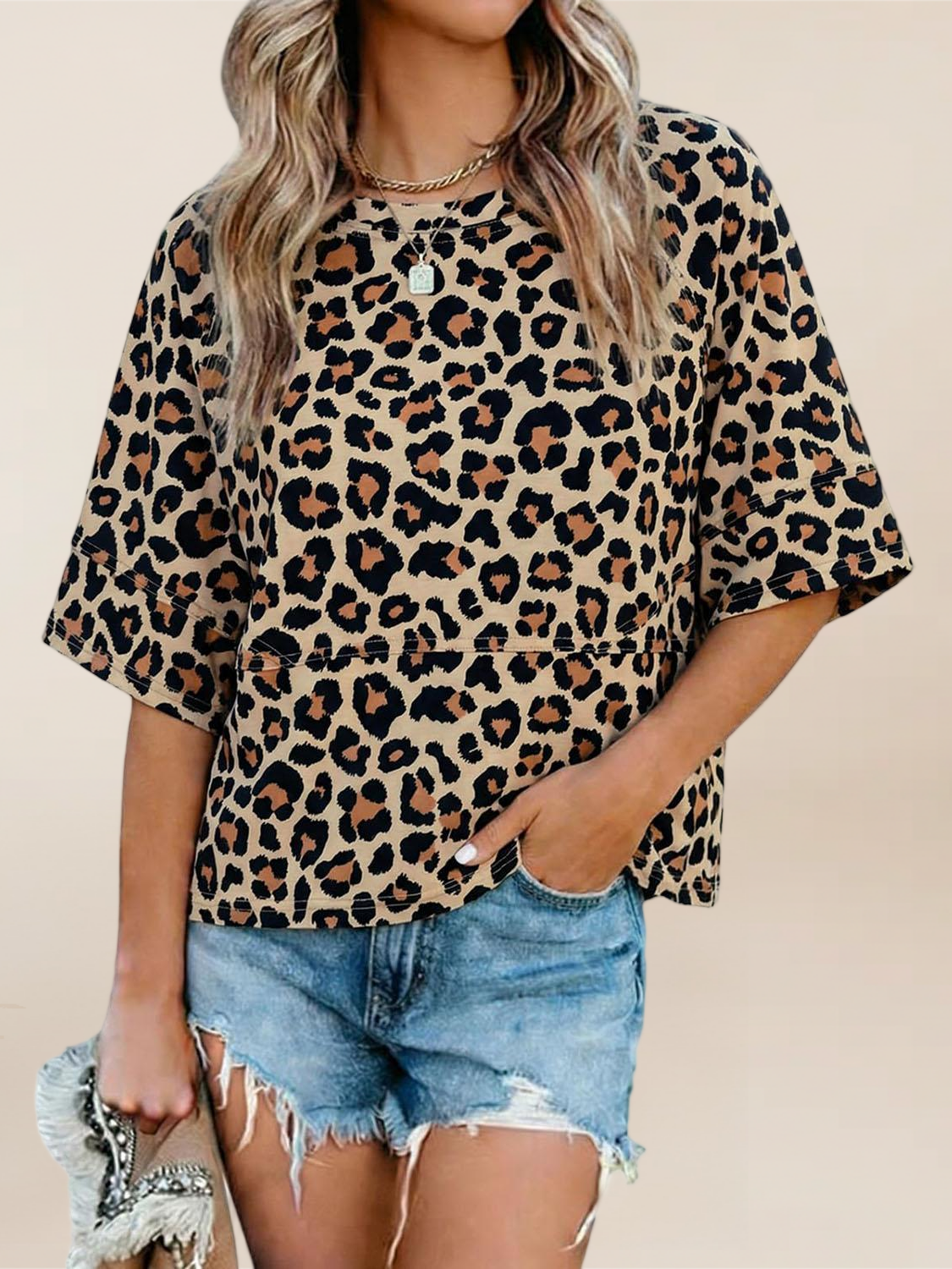 Imily Bela Womens Oversized T Shirts Summer Casual Crewneck 3/4 Sleeve Loose Fit Cute Flowy Tops