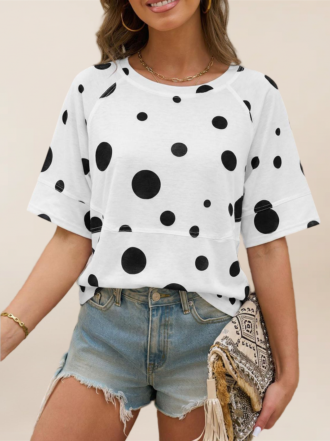 Imily Bela Womens Oversized T Shirts Summer Casual Crewneck 3/4 Sleeve Loose Fit Cute Flowy Tops