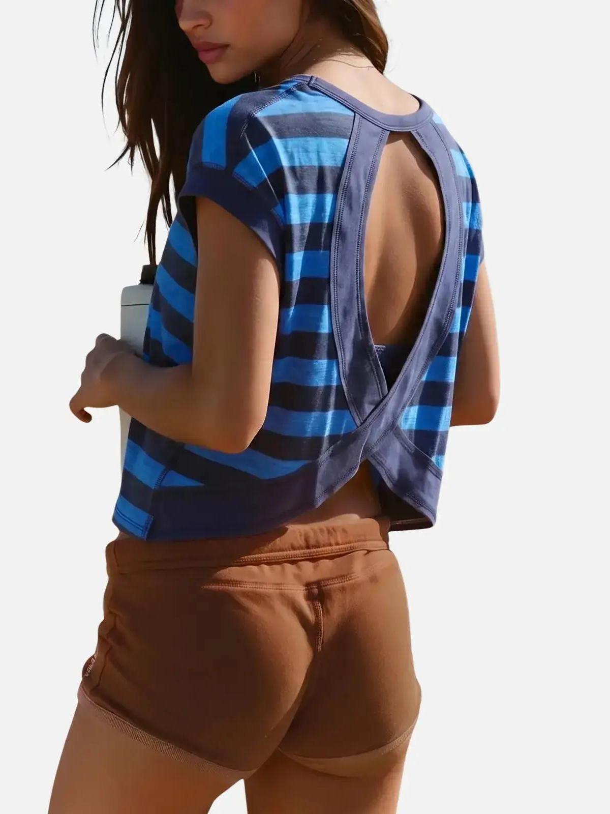 Cuffed Short-Sleeve Striped T-Shirt
