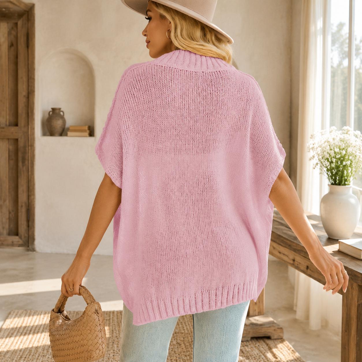 Imily Bela Womens Oversized Sweater Tops Summer Lightweight Batwing Half Sleeve Casual Loose Knit Pullover Shirts Clothes Skirts Knitwear