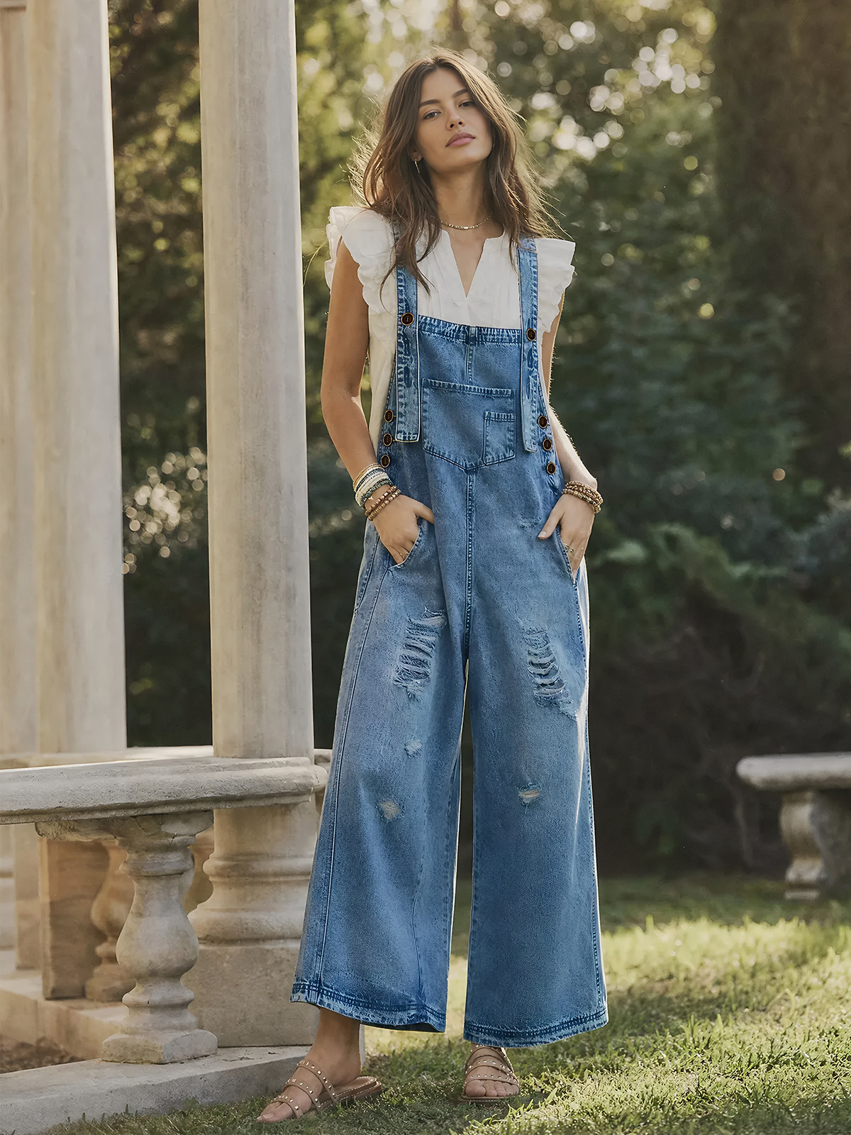 Adjustable Strap Denim Overalls