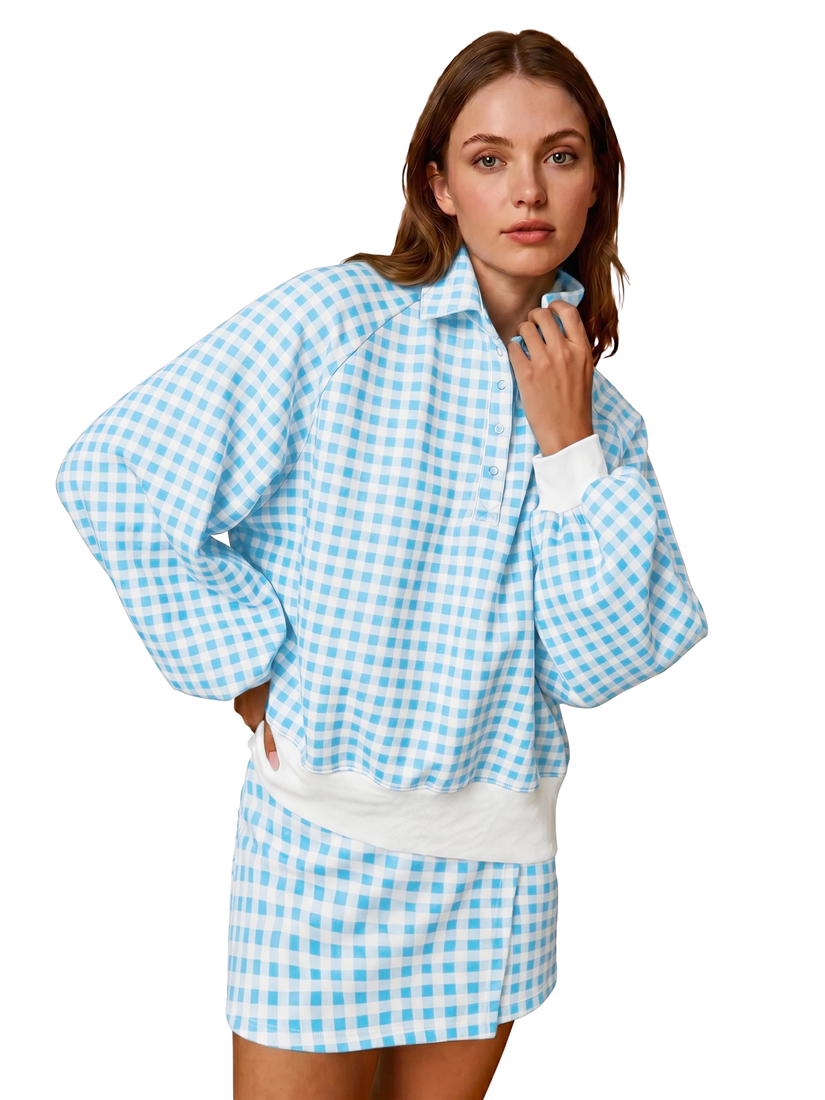 Imily Bela Snap-Front Polo Gingham Set