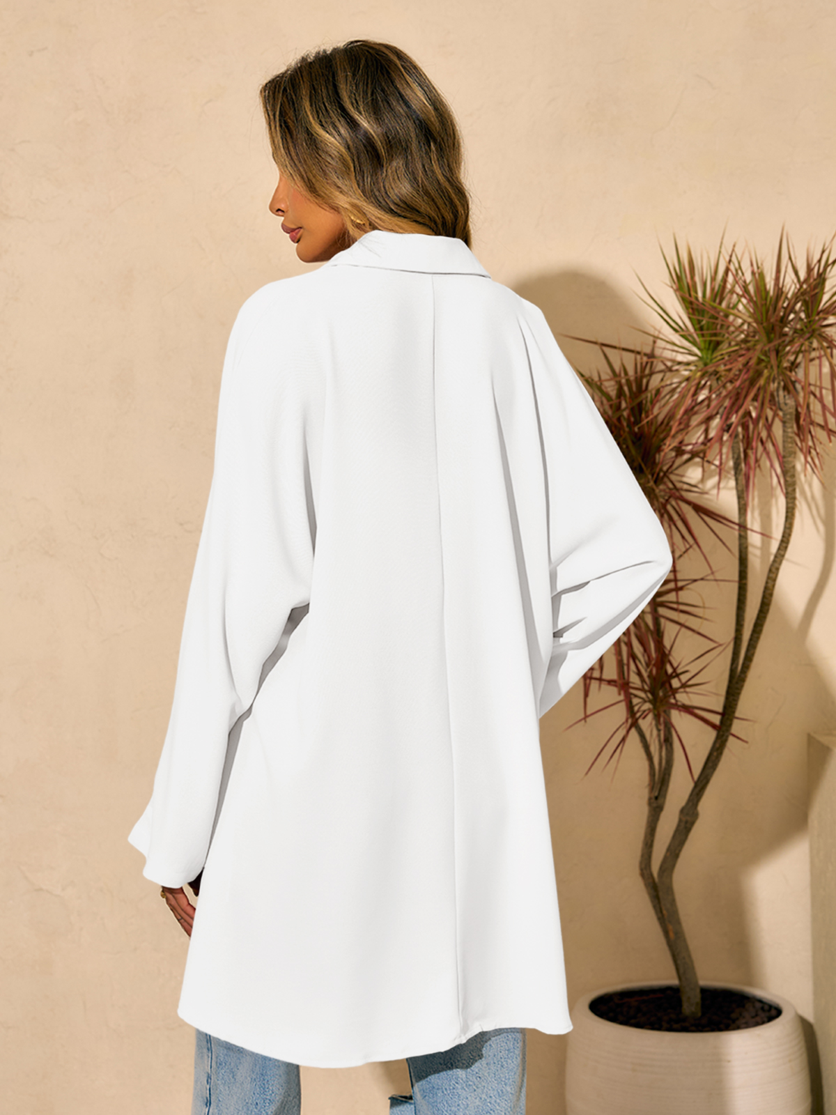 Imily Bela Womens Oversized T Shirts Button Down Long Sleeve Shirt V Neck Collar Loose Flowy Blouse