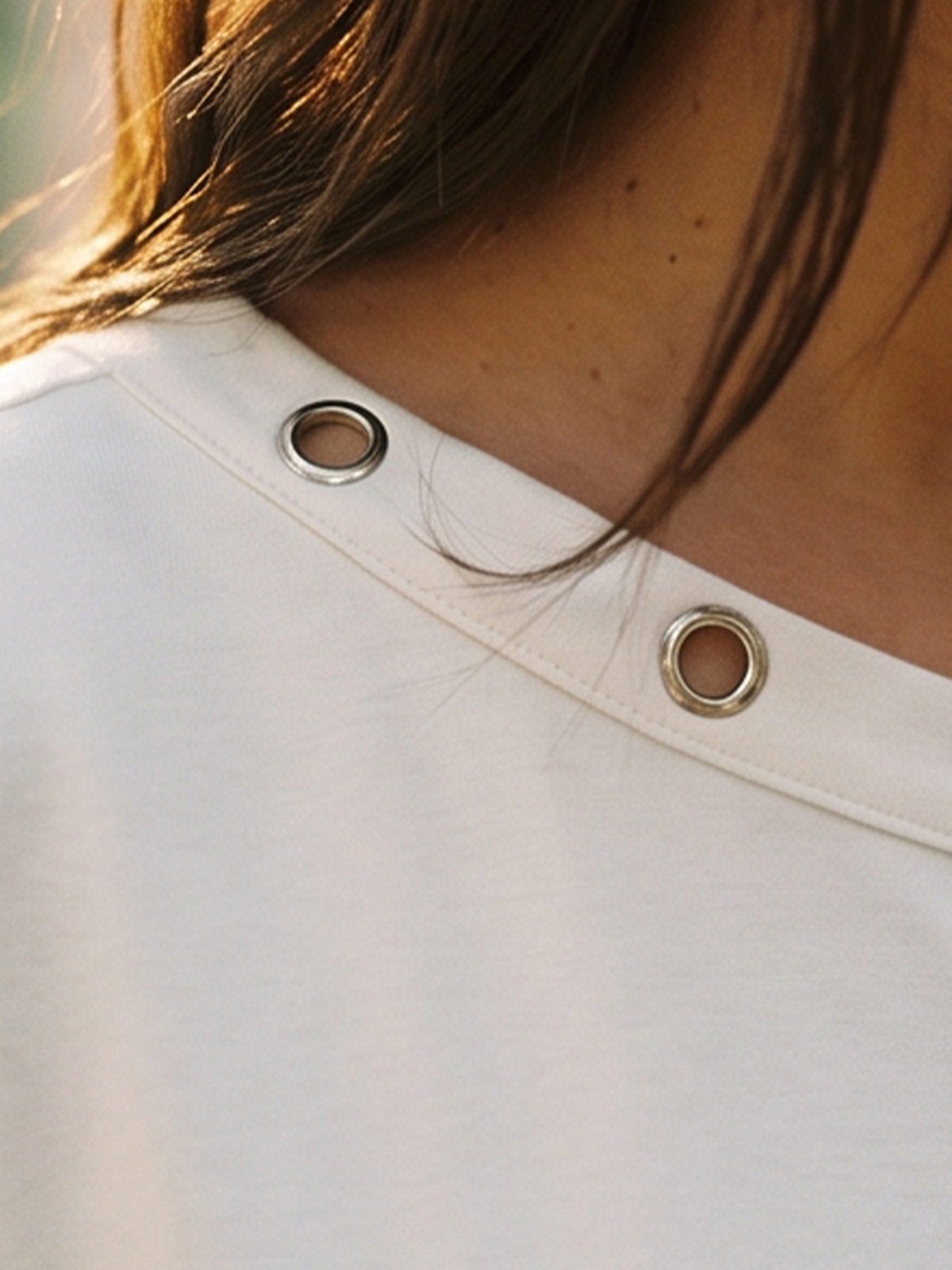 Imily Bela Off-Shoulder Grommet Short-Sleeve Tee