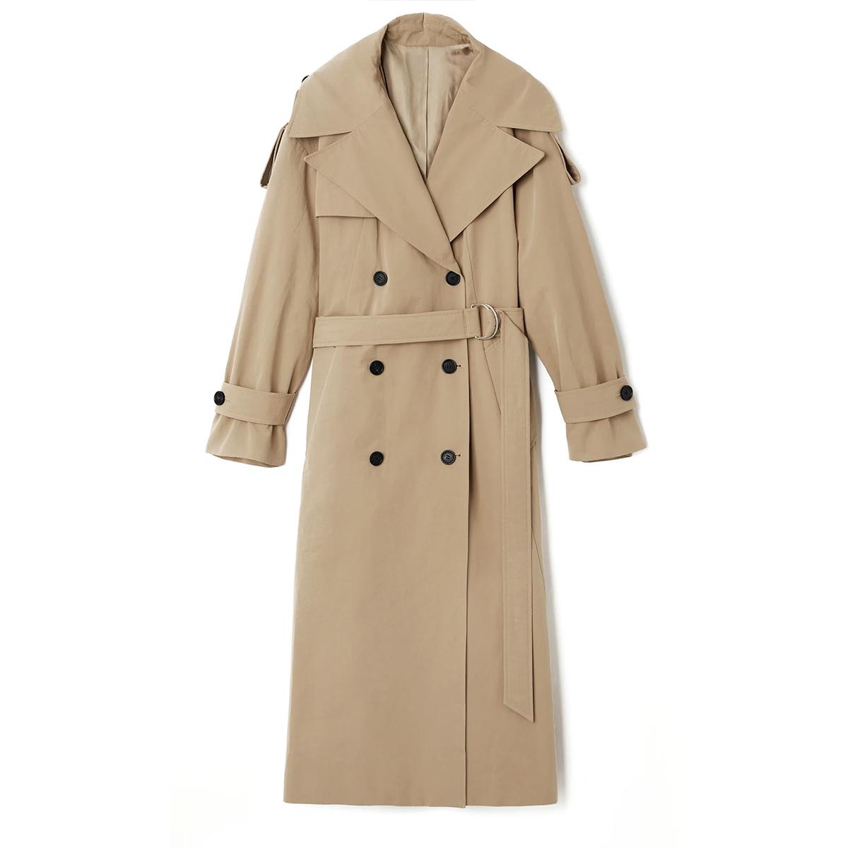 Imily Bela Womens Oversized Long Trench Coat Double Breasted Lapel Windproof Overcoat with Belt