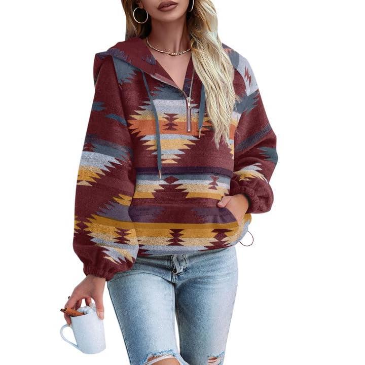 Imily Bela Women’s Oversized Hoodie Zip Up Long Sleeve Aztec Loose Fit Sweatshirts Pullover Tops