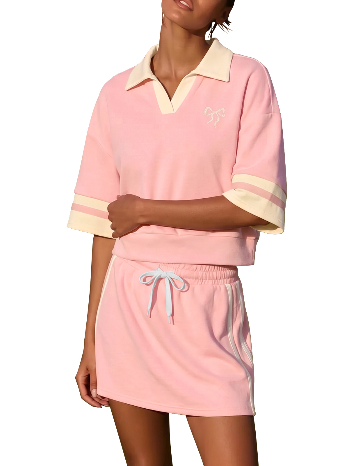 Imily Bela Contrast Trim Polo Two Piece Set