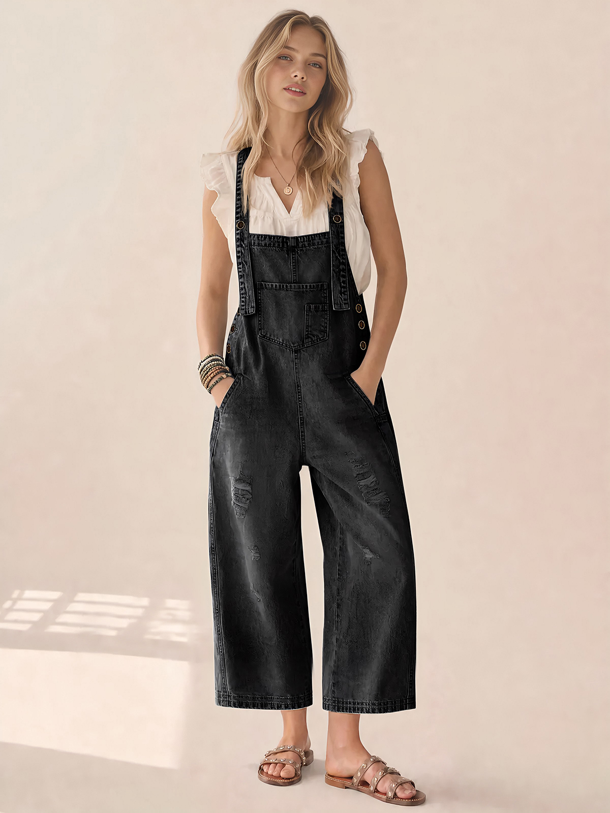 Adjustable Strap Denim Overalls
