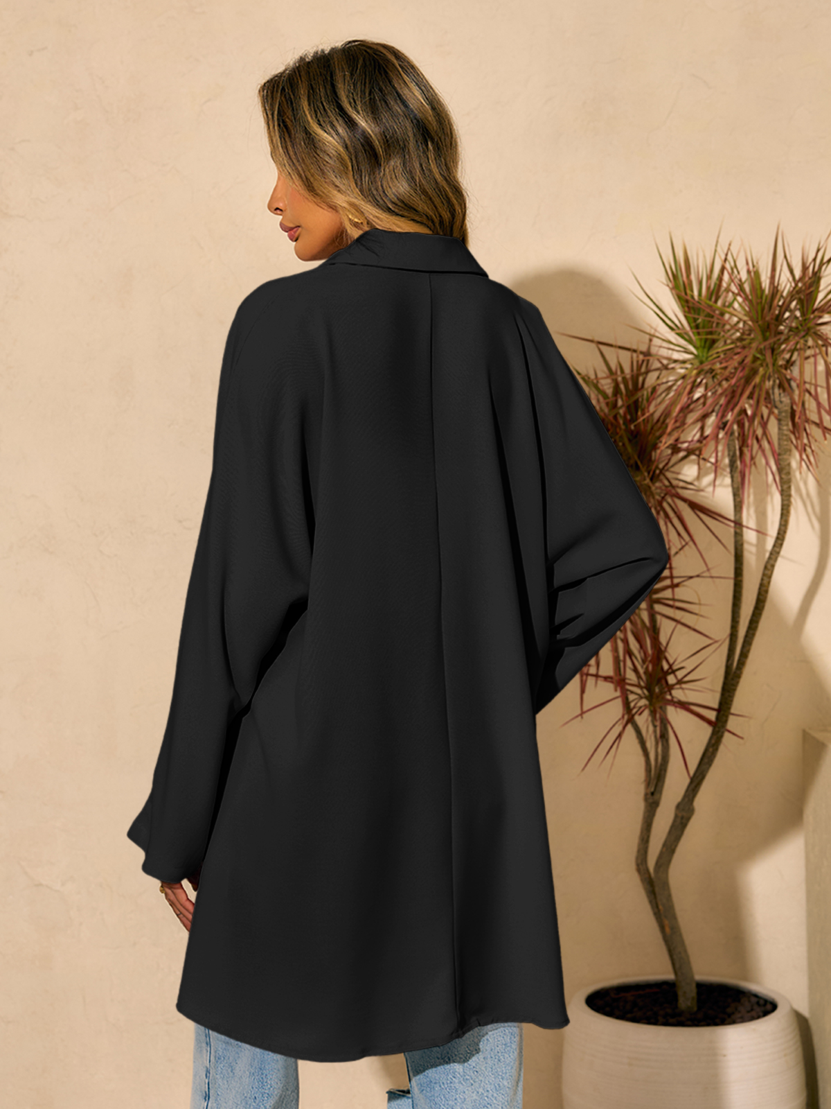 Imily Bela Womens Oversized T Shirts Button Down Long Sleeve Shirt V Neck Collar Loose Flowy Blouse