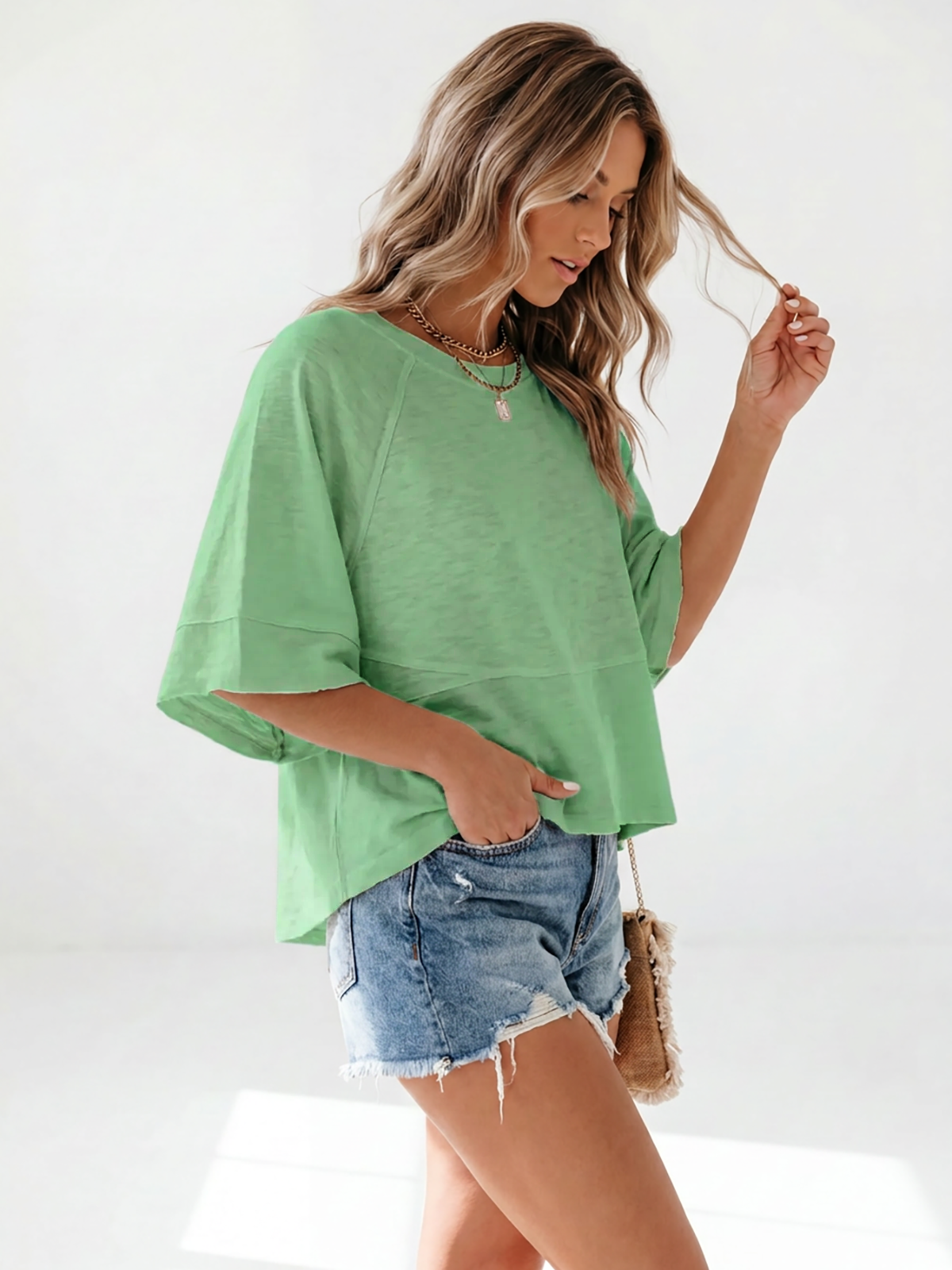 Flowy 3/4-Sleeve Oversized Tee