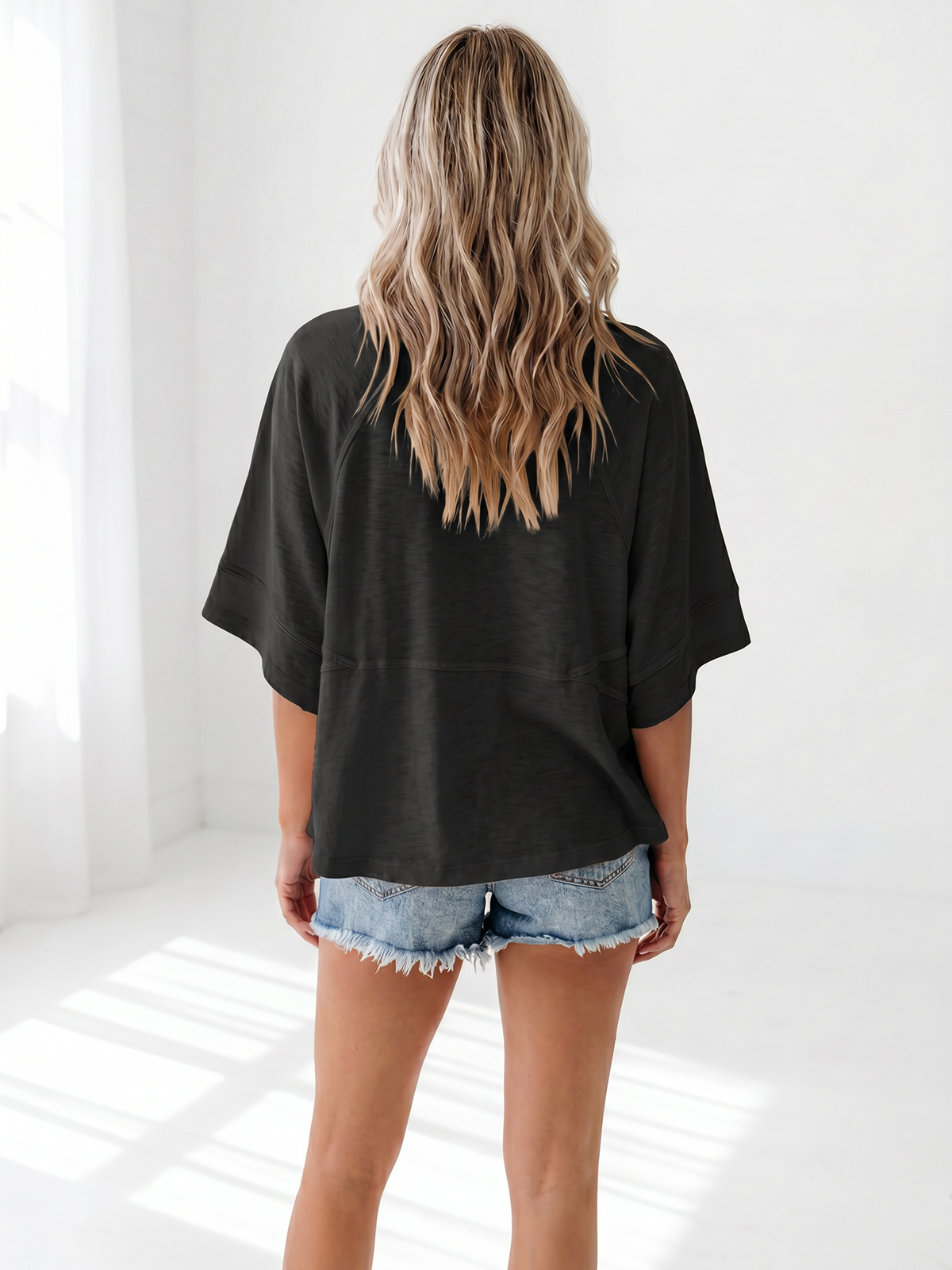 Flowy 3/4-Sleeve Oversized Tee