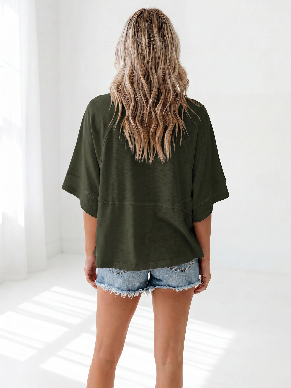 Flowy 3/4-Sleeve Oversized Tee