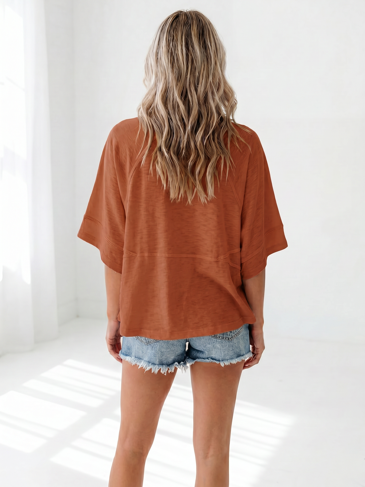 Flowy 3/4-Sleeve Oversized Tee