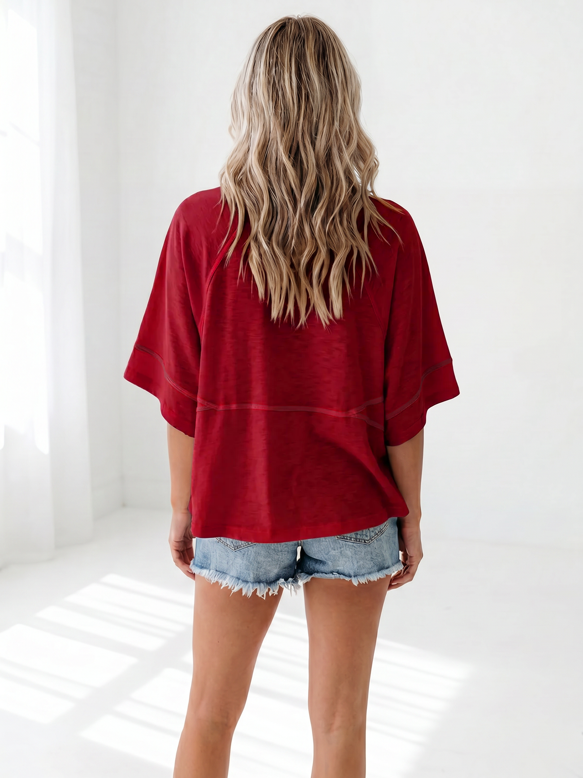 Flowy 3/4-Sleeve Oversized Tee