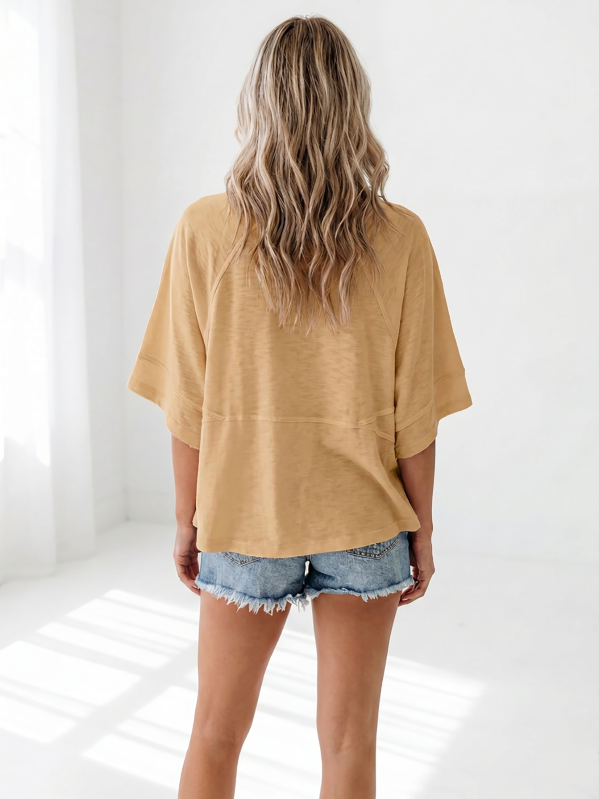 Flowy 3/4-Sleeve Oversized Tee
