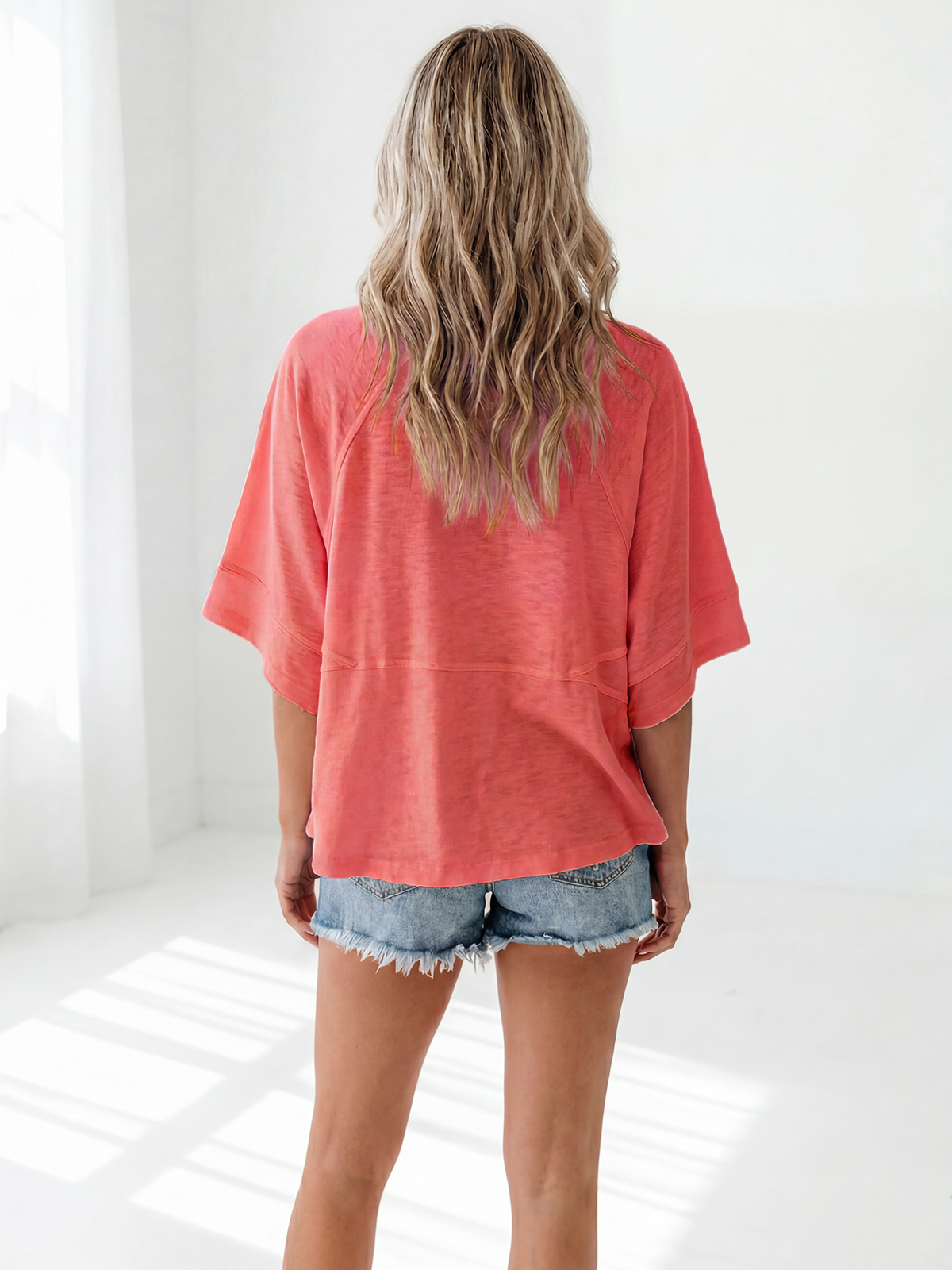 Flowy 3/4-Sleeve Oversized Tee