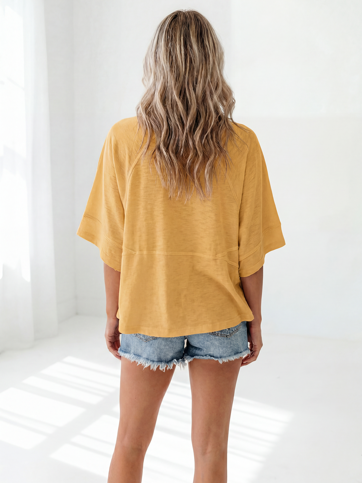 Flowy 3/4-Sleeve Oversized Tee