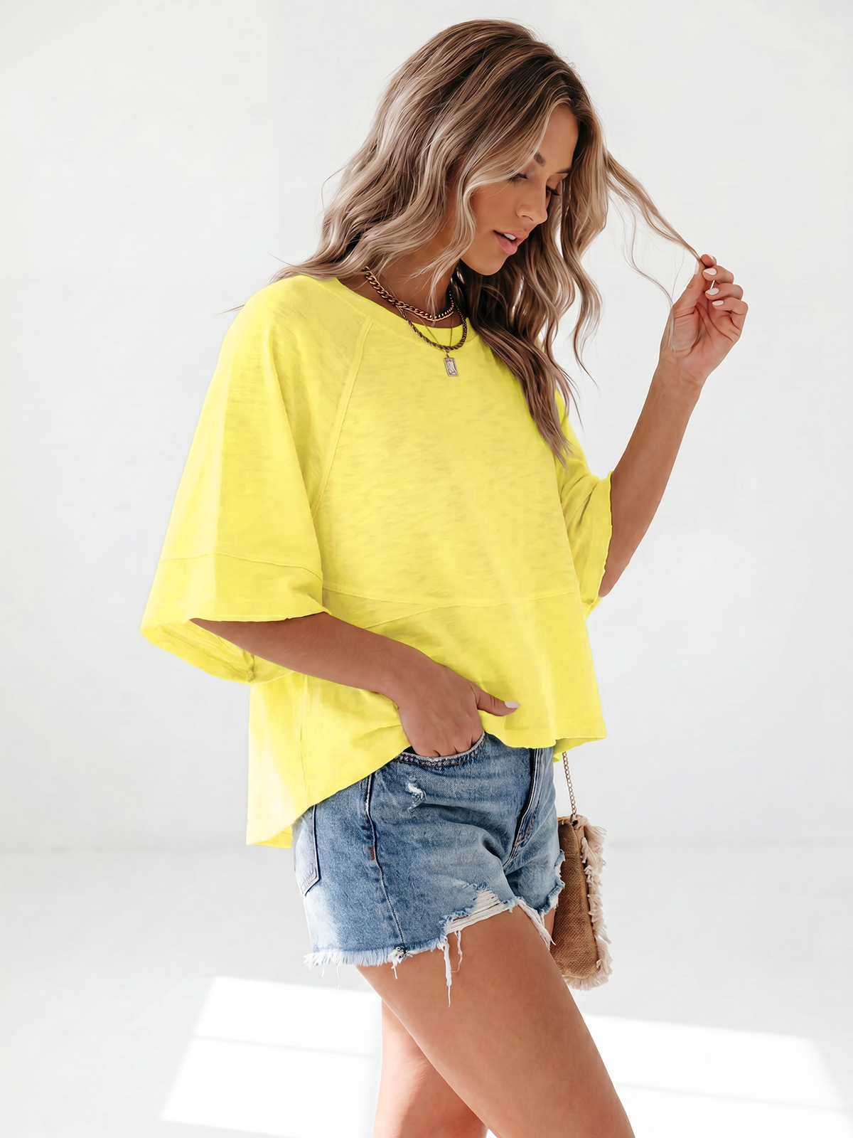 Flowy 3/4-Sleeve Oversized Tee