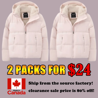 DD 🔥🔥Premium Faux Fur Lined Short Puffer Jackets with Removable Hood