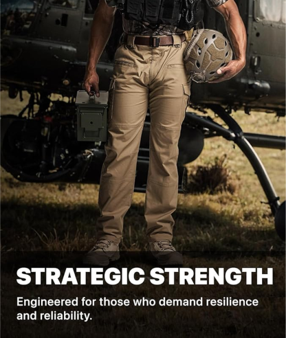 ZZW-Men's Flex Stretch Tactical Pants, Water Resistant Ripstop Cargo Pants