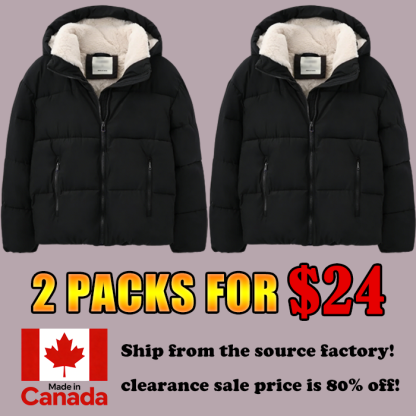 DD 🔥🔥Premium Faux Fur Lined Short Puffer Jackets with Removable Hood